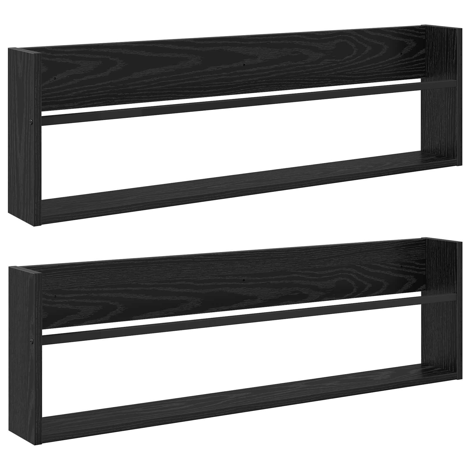 Polica za časopise s policom 2 pcs Crni hrast 100 x 12 x 30 cm