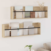 Polica za časopise Zidne 2 pcs Sonoma hrast 100 x 12 x 30 cm