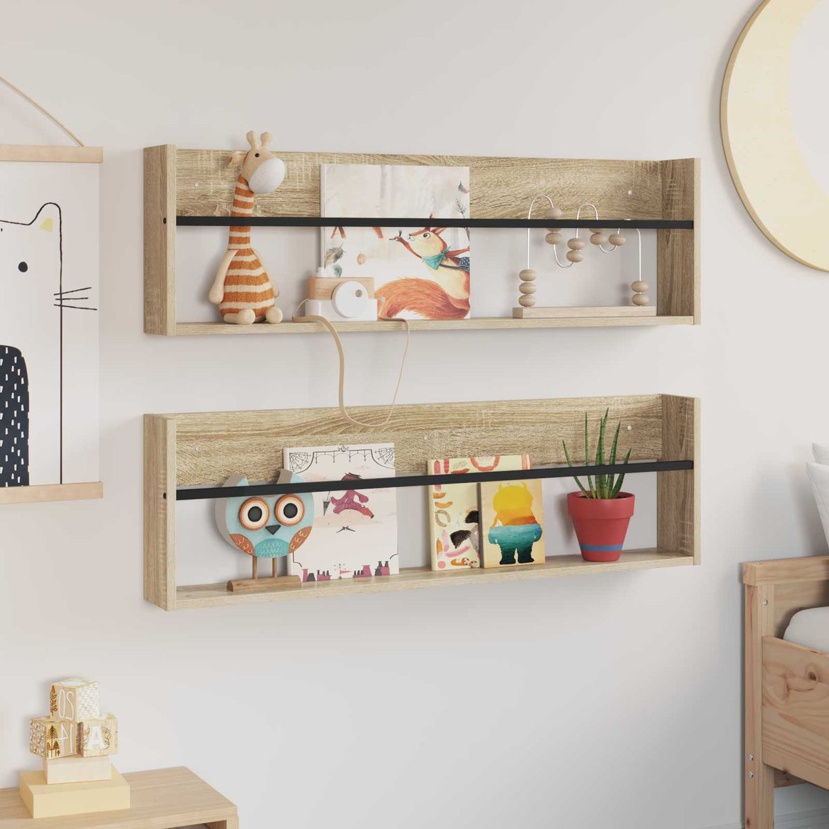 Polica za časopise Zidne 2 pcs Sonoma hrast 100 x 12 x 30 cm