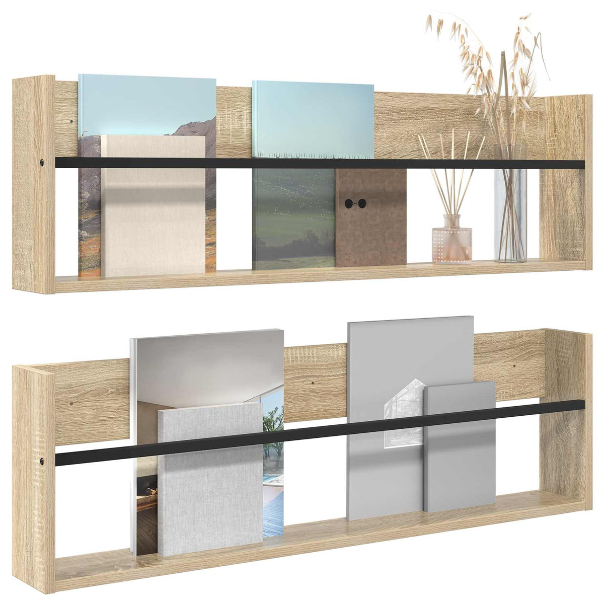 Polica za časopise Zidne 2 pcs Sonoma hrast 100 x 12 x 30 cm