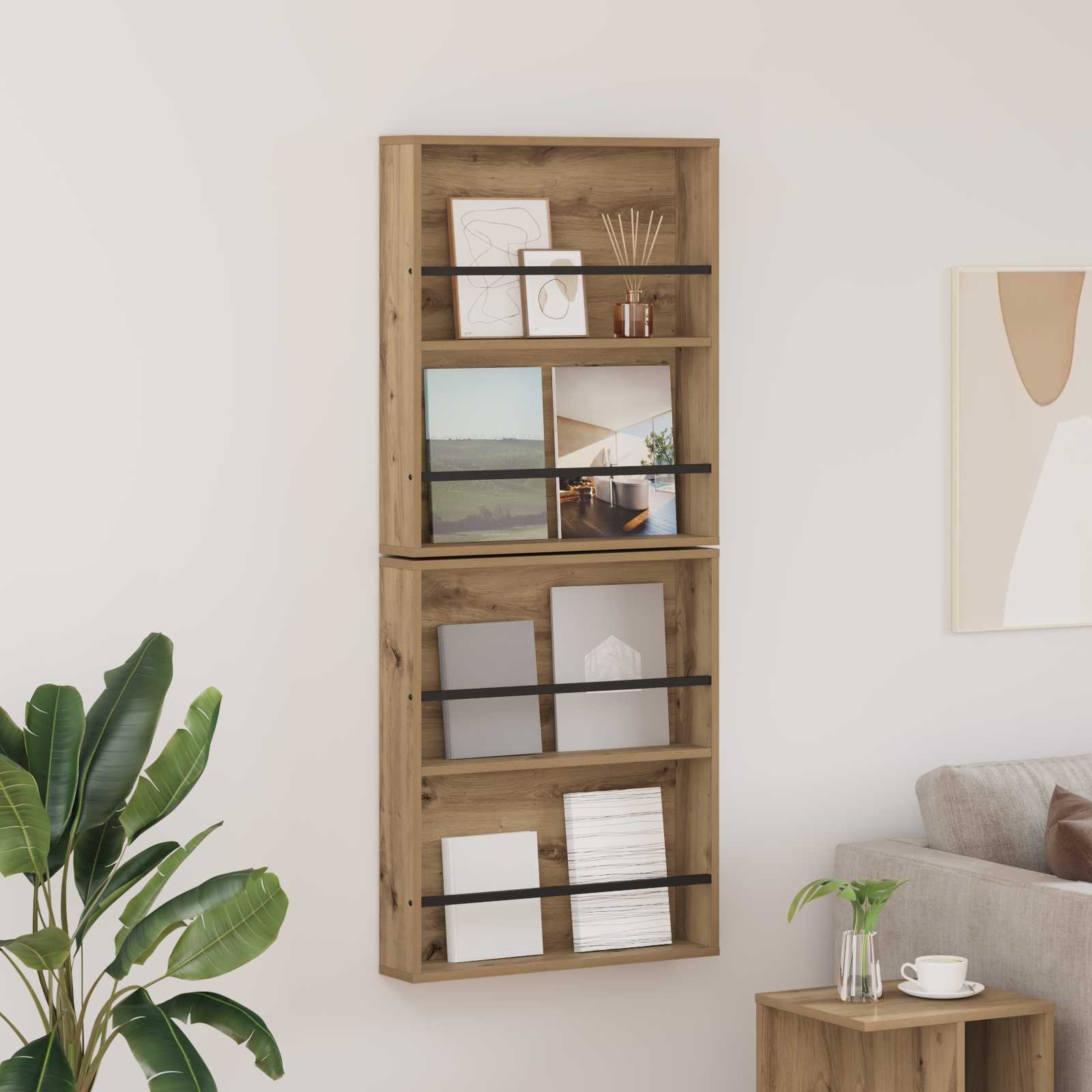 Polica za časopise Zidne 2 pcs Umjetnički hrast 60 x 12 x 70 cm