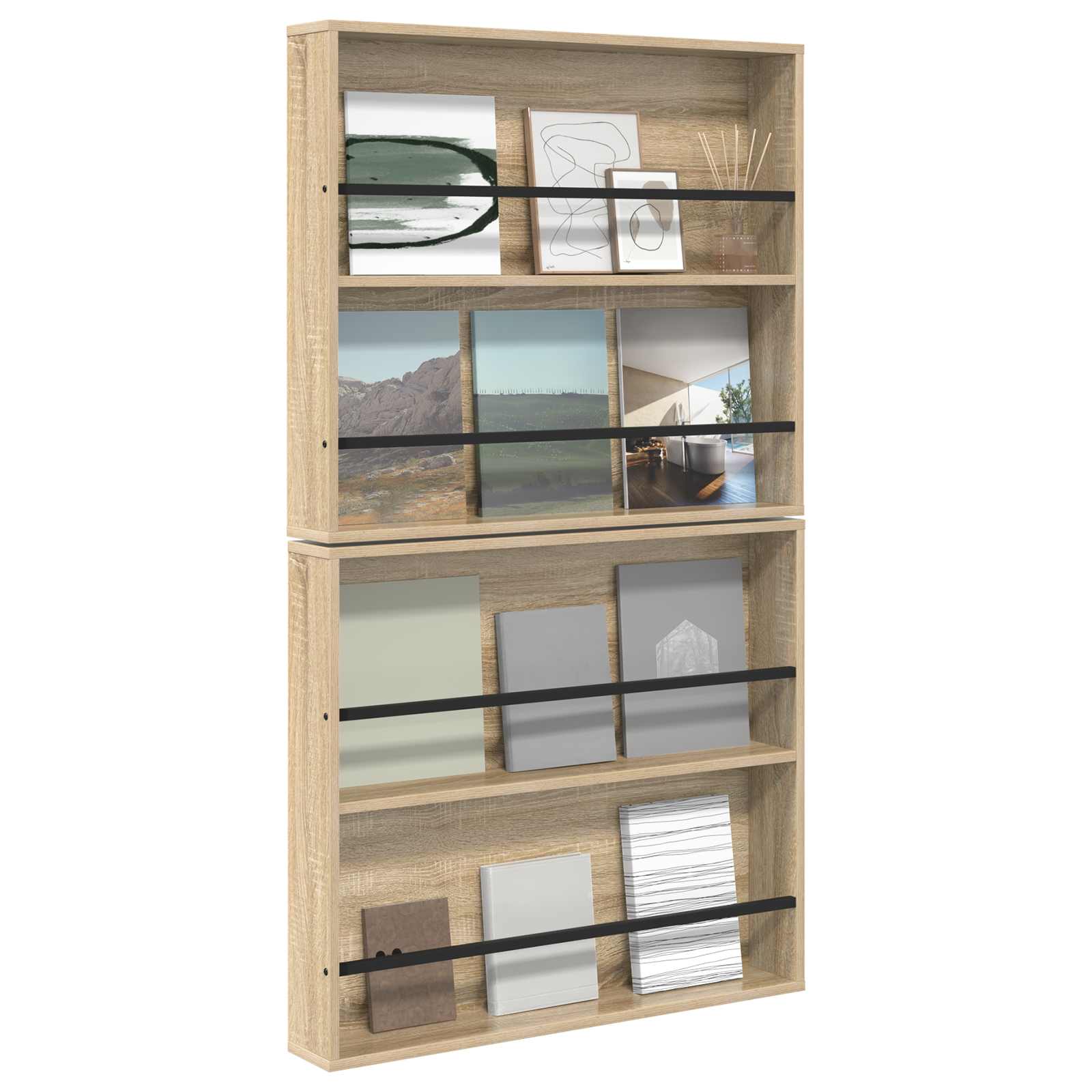 Polica za časopise s policom 2 pcs Sonoma hrast 80 x 12 x 70 cm
