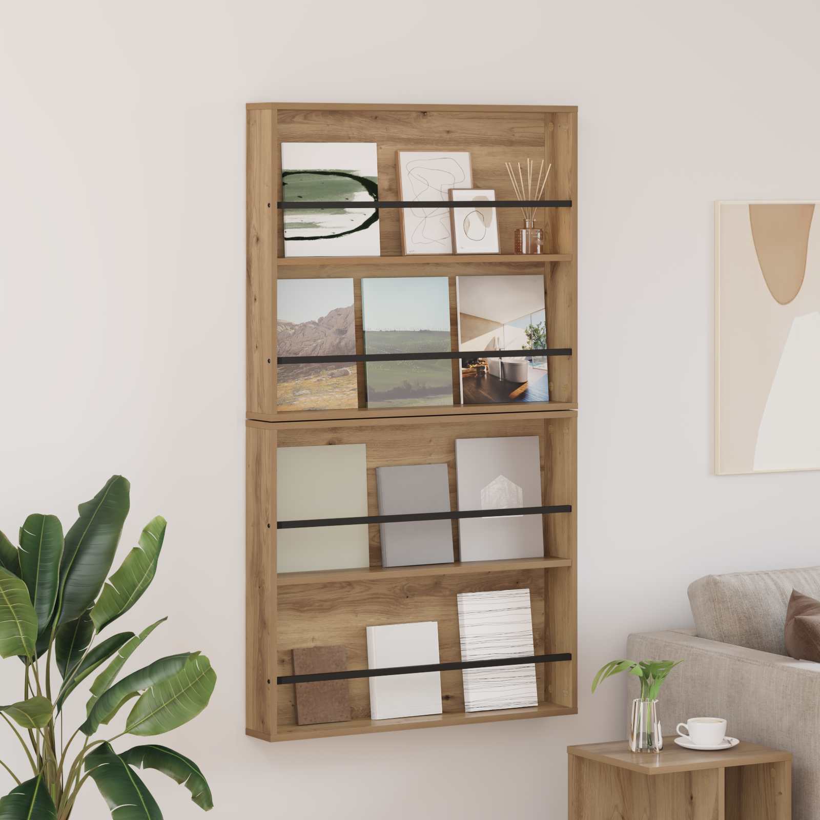 Polica za časopise Zidne 2 pcs Umjetnički hrast 80 x 12 x 70 cm