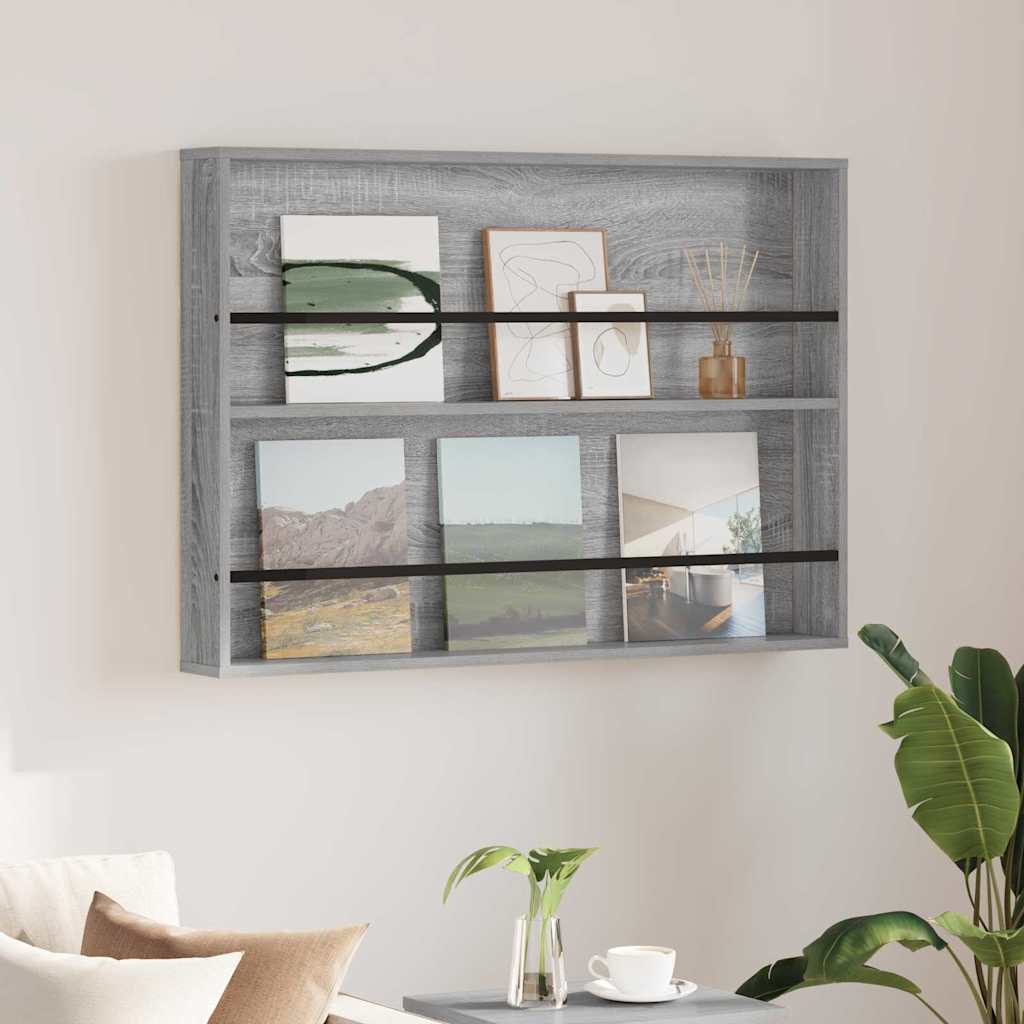 Polica za časopise s policom Zidne Siva Sonoma 100 x 12 x 70 cm