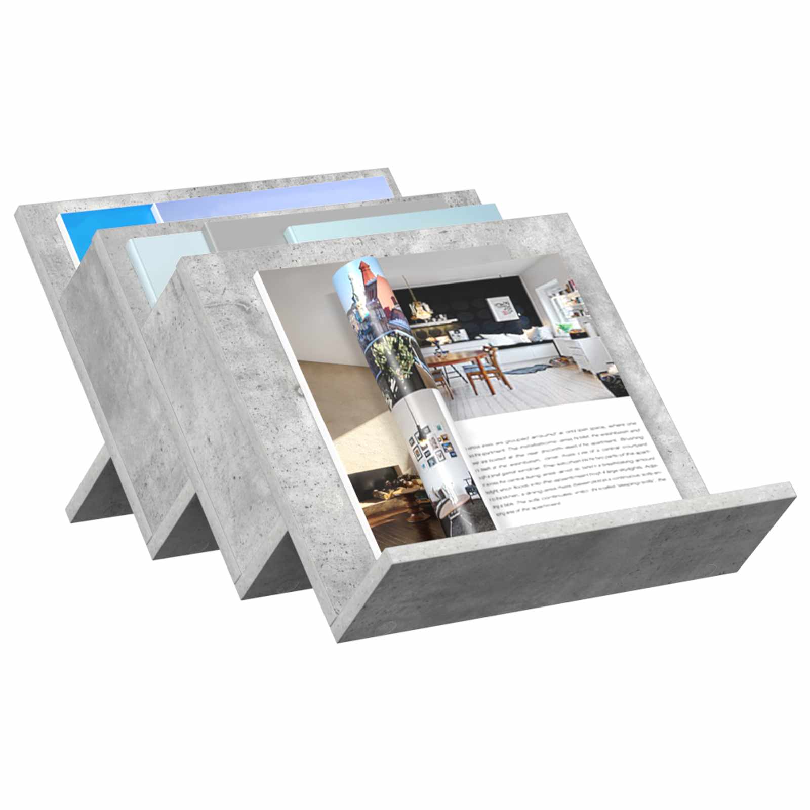 Polica za časopise s policom Betonska siva 53 x 40 x 28,5 cm