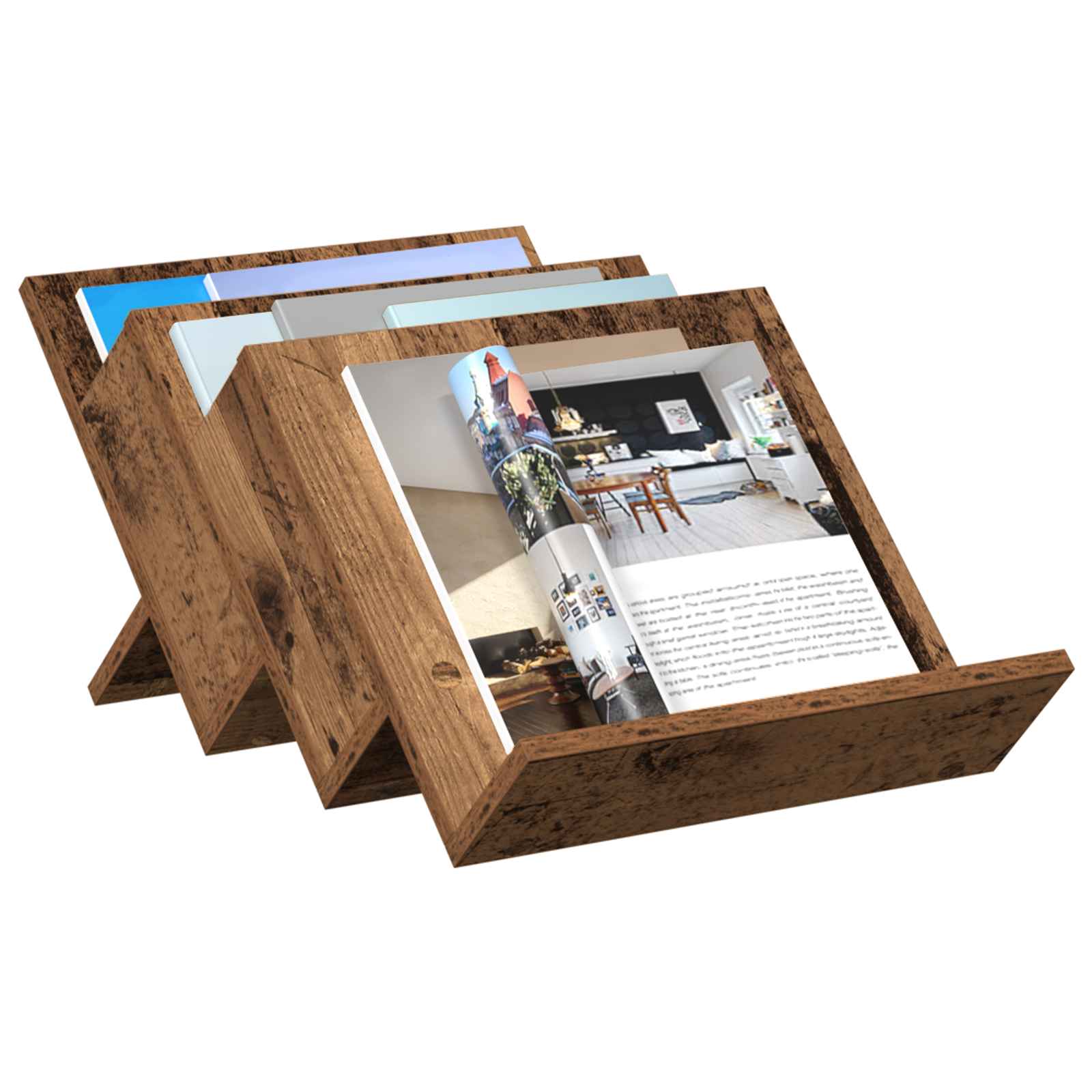 Polica za časopise s policom Staro drvo 53 x 40 x 28,5 cm