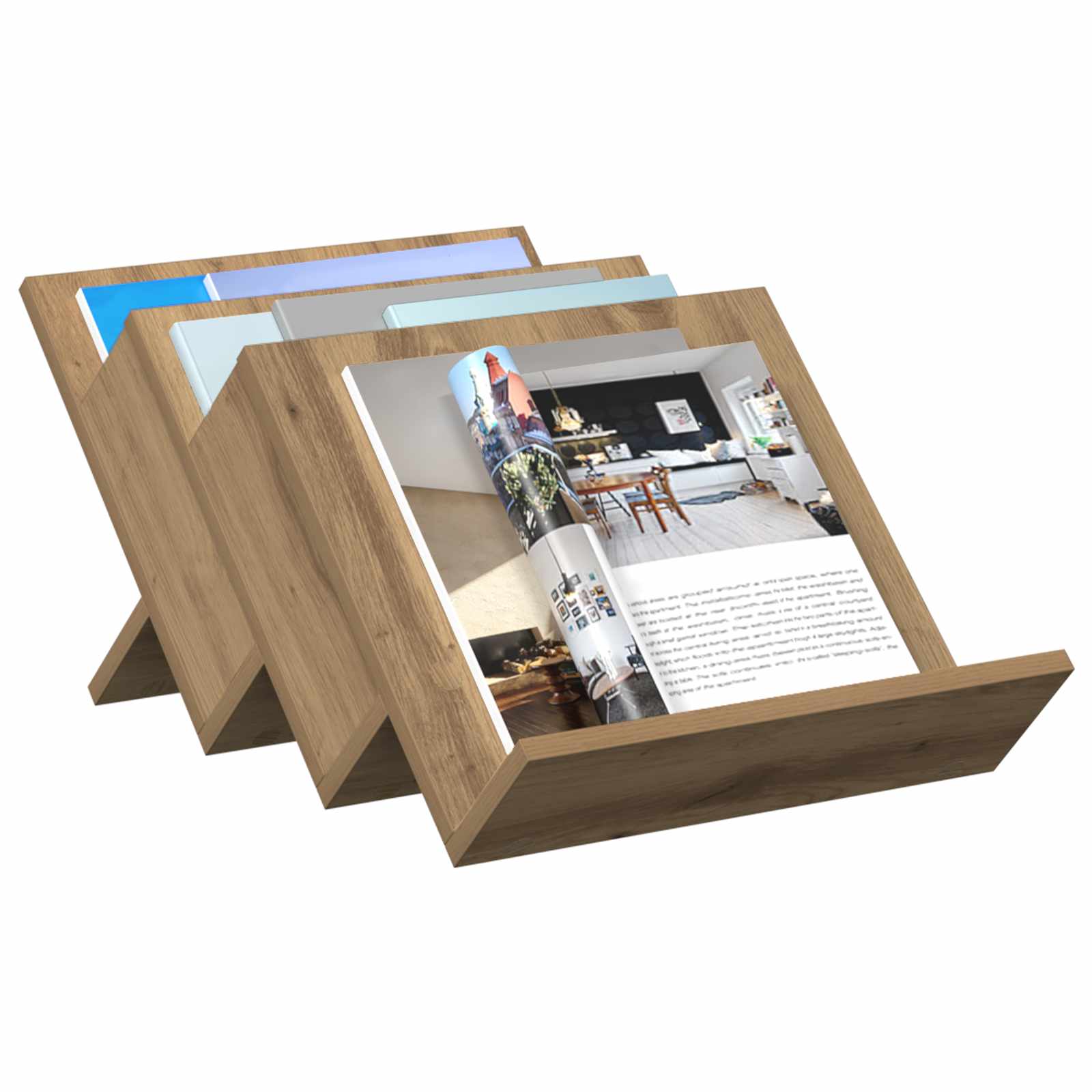 Polica za časopise s policom Umjetnički hrast 53 x 40 x 28,5 cm