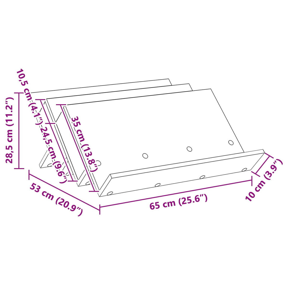 Polica za časopise s policom Sonoma hrast 65 x 53 x 28,5 cm