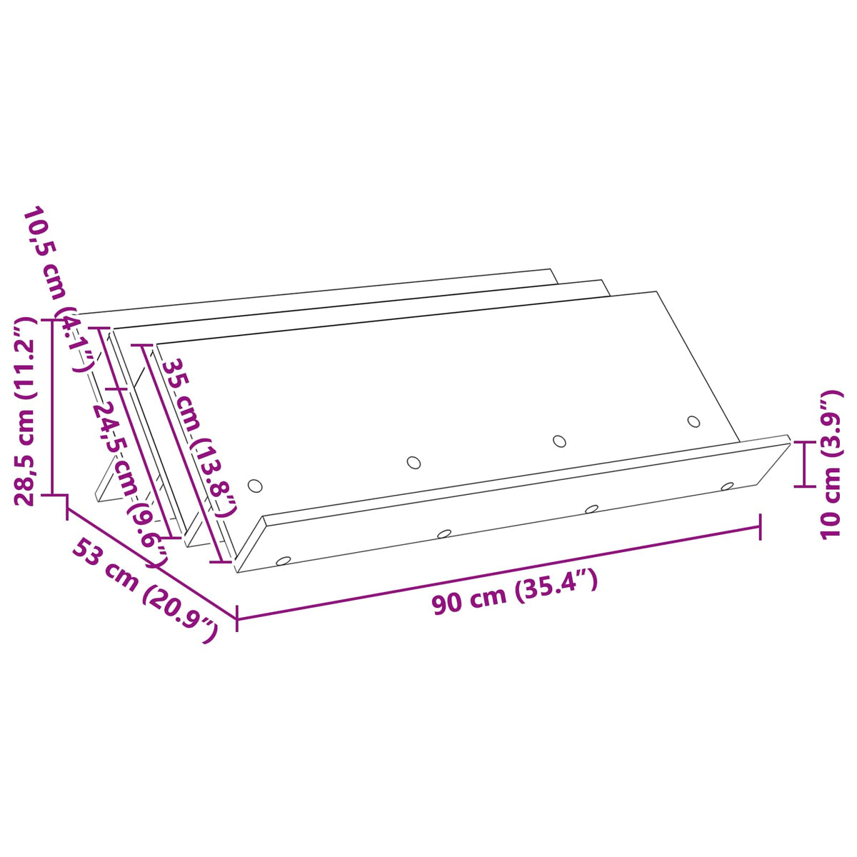 Polica za časopise s policom Betonska siva 90 x 53 x 28,5 cm