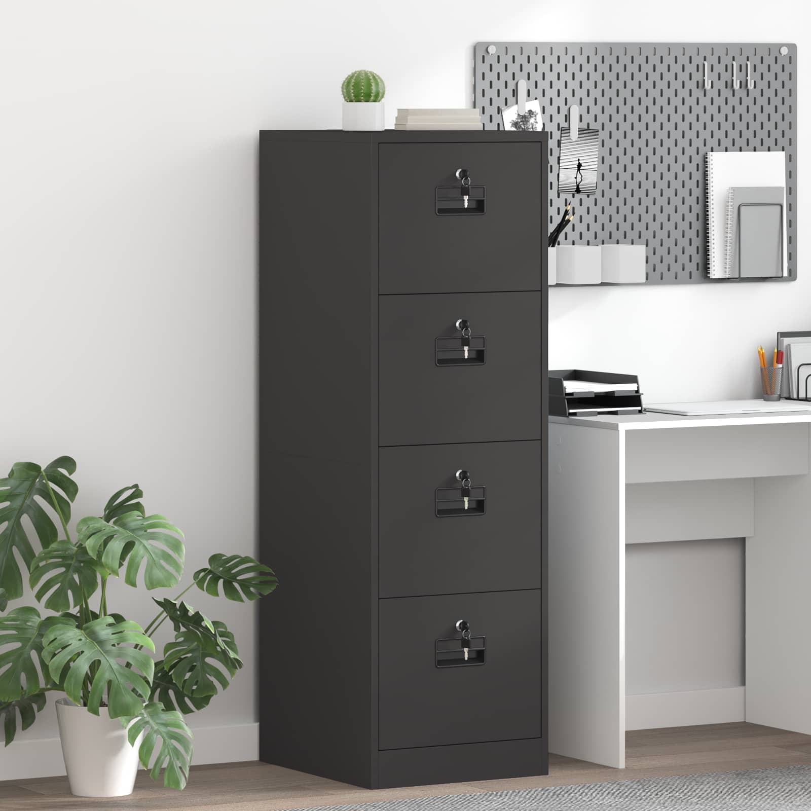 Kabinet za datoteke s ladicama 2 pcs Crna 44 x 50 x 139 cm