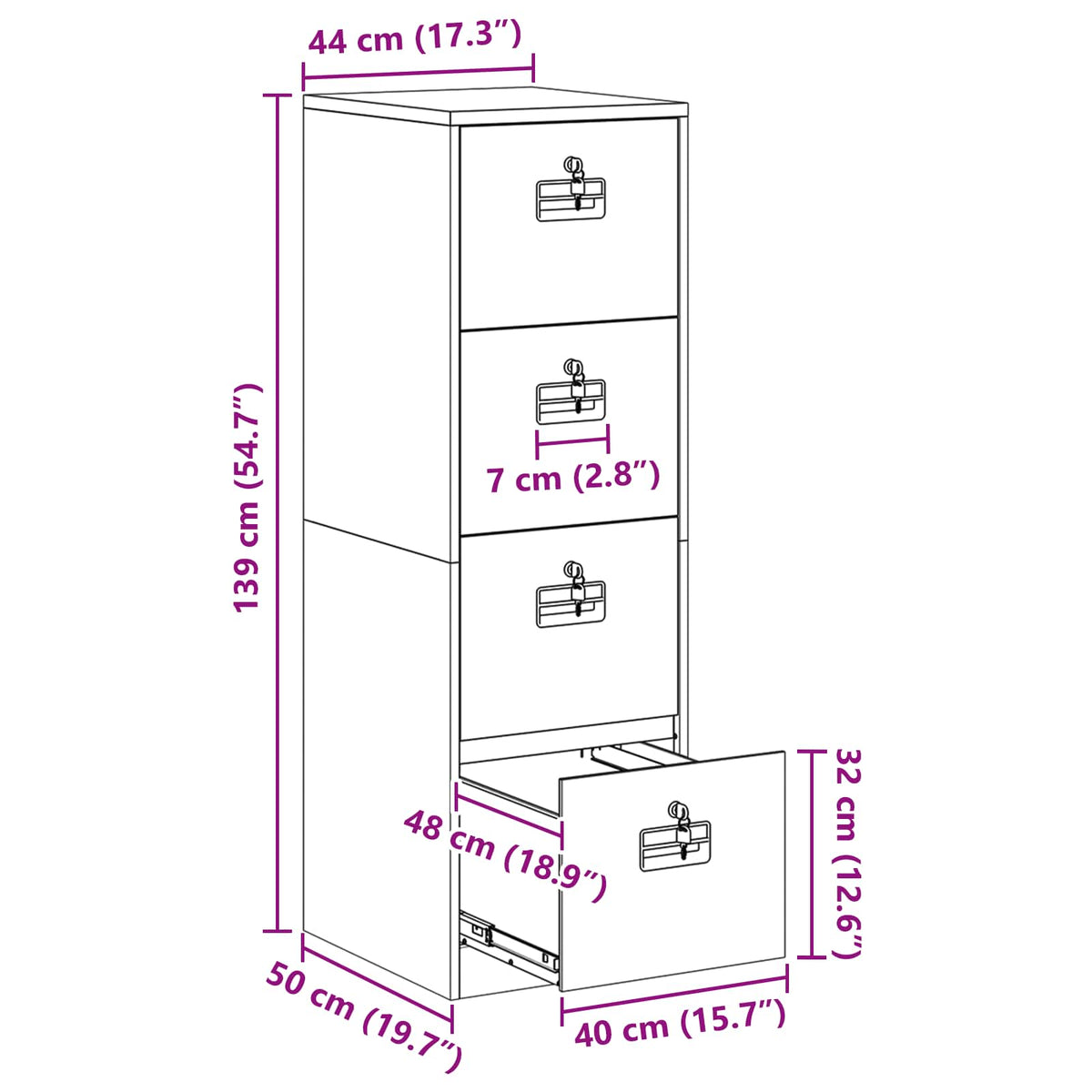 Kabinet za datoteke s ladicama 2 pcs Ružičasta 44 x 50 x 139 cm