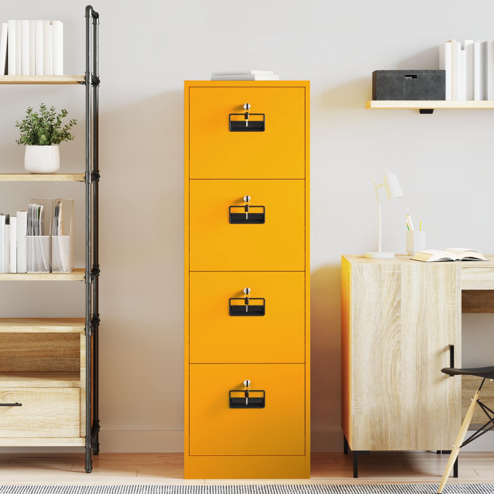 Kabinet za datoteke s ladicama 2 pcs Žuta 44 x 50 x 139 cm