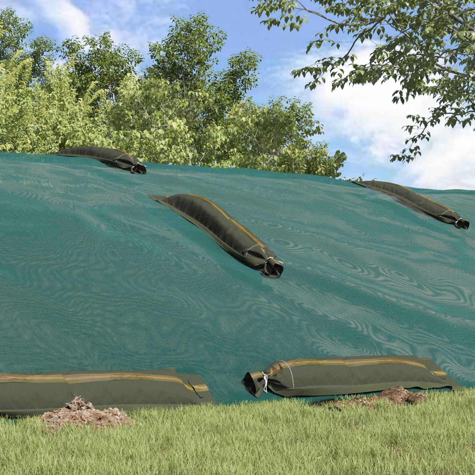 Vreće s pijeskom 10 pcs Tamnozelena 100 x 25 cm HDPE