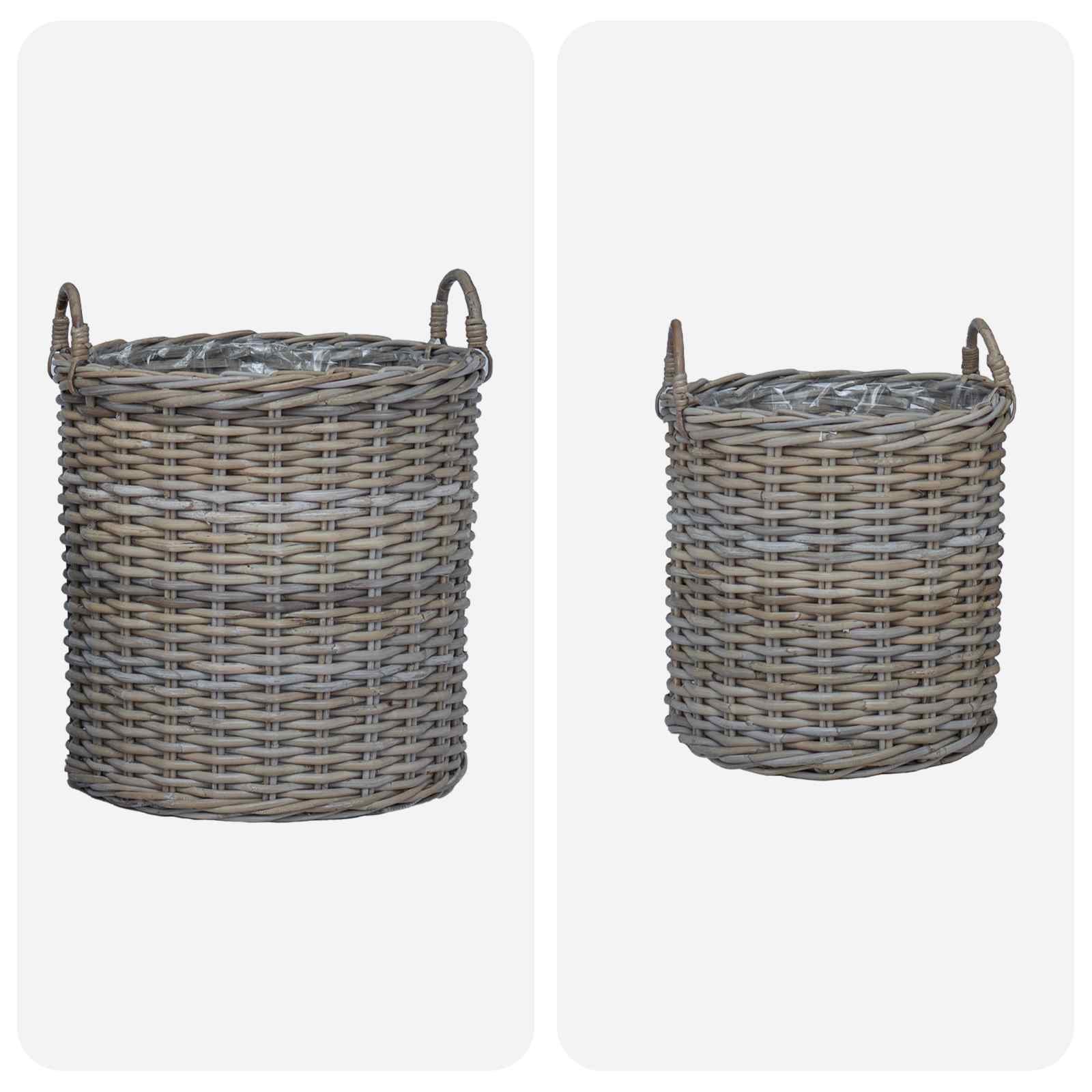 Vazon koš s pohranom 2 pcs Siva Lacak ratan