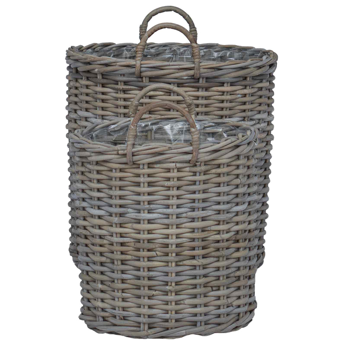 Vazon koš s pohranom 2 pcs Siva Lacak ratan