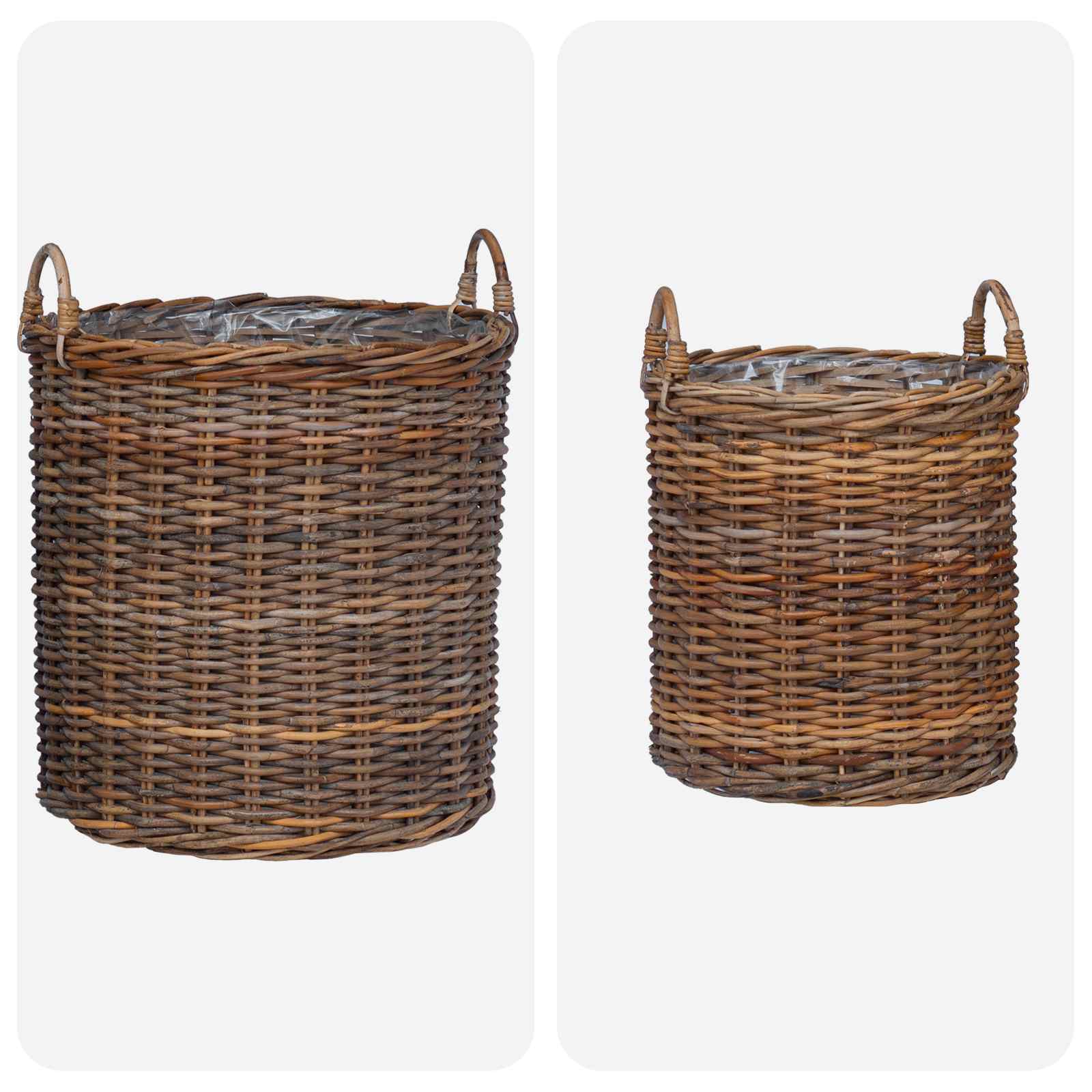 Vazon koš s pohranom 2 pcs Smeđa Lacak ratan