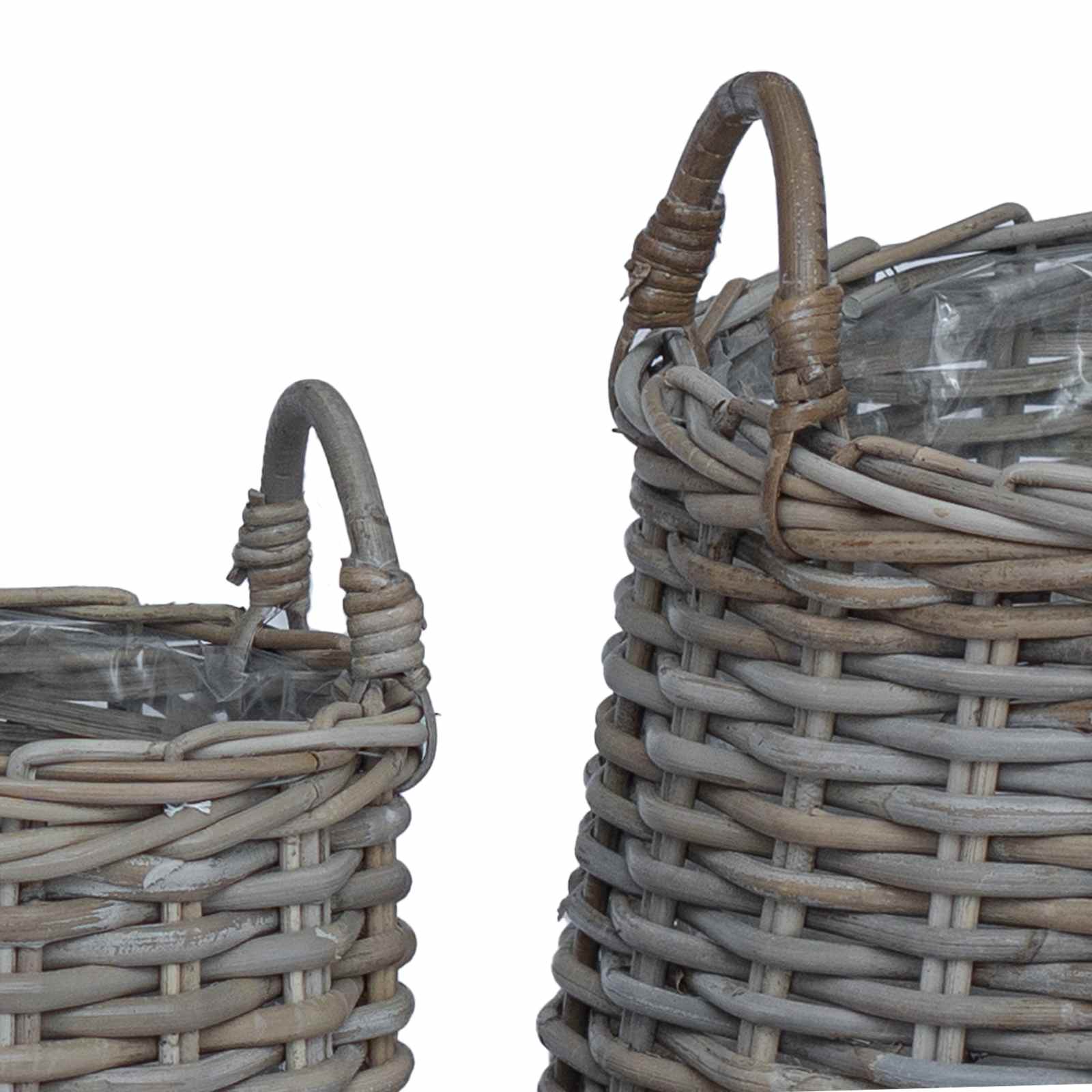 Vazon koš s pohranom 2 pcs Siva Lacak Ratan