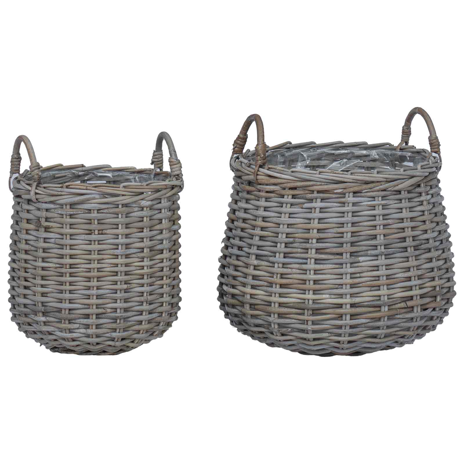 Vazon koš s pohranom 2 pcs Siva Lacak Ratan