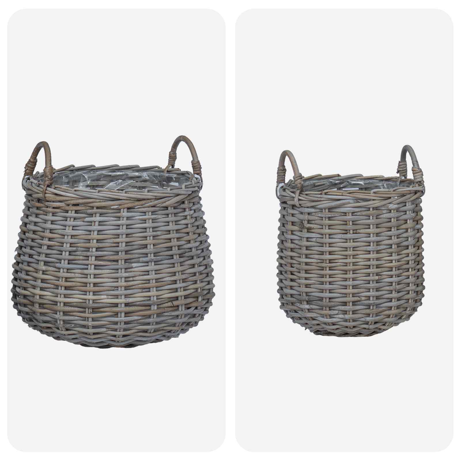 Vazon koš s pohranom 2 pcs Siva Lacak Ratan