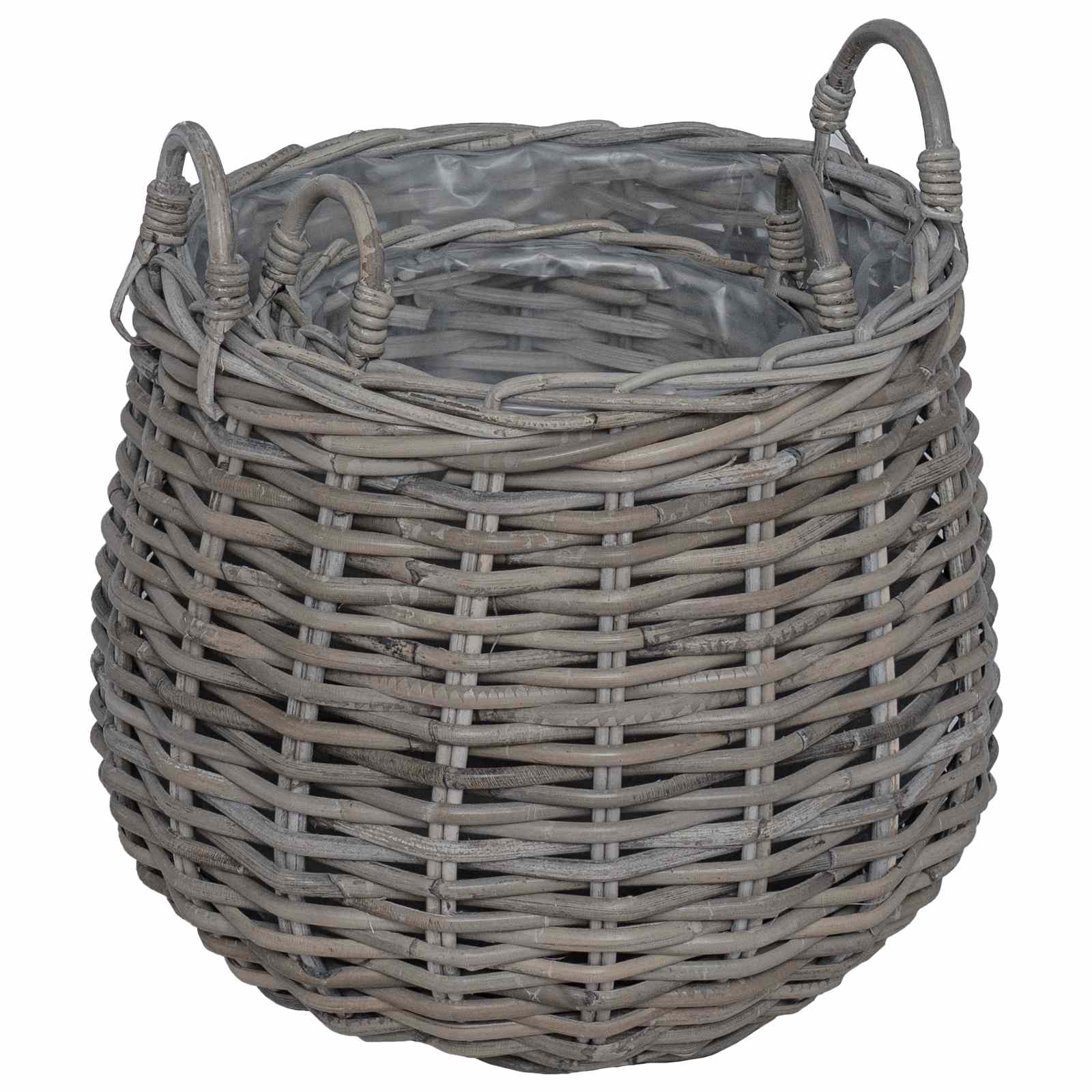 Vazon koš s pohranom 2 pcs Siva Lacak Ratan