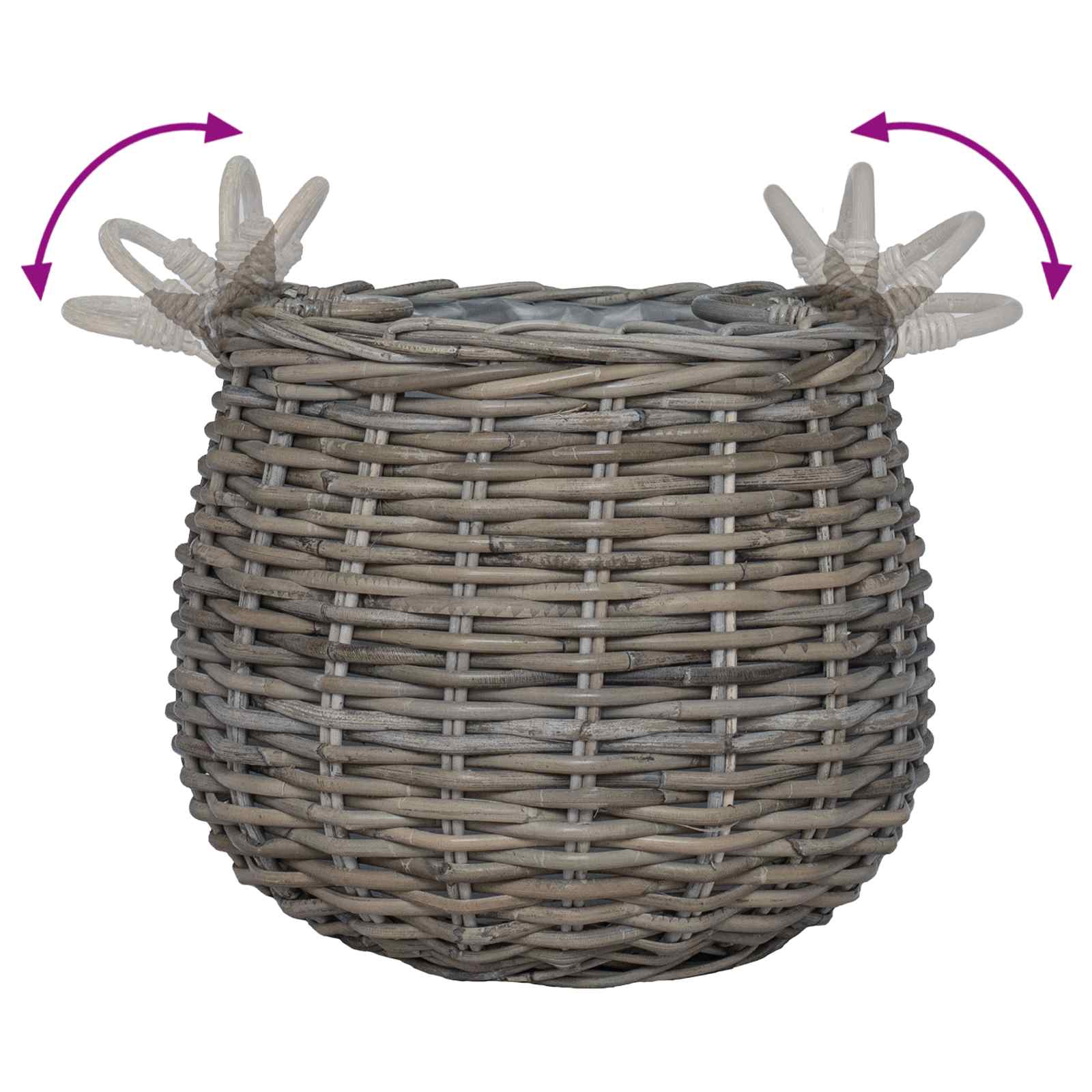 Vazon koš s pohranom 2 pcs Siva Lacak Ratan