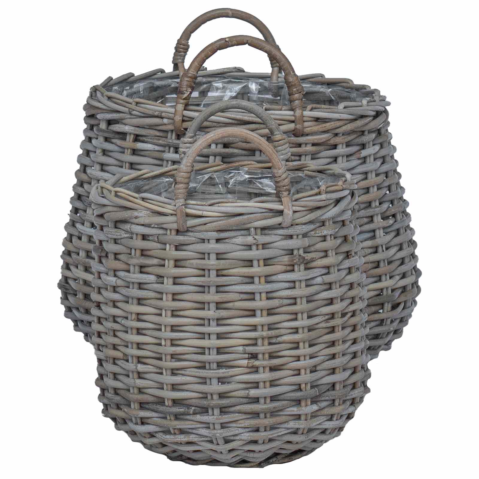 Vazon koš s pohranom 2 pcs Siva Lacak Ratan