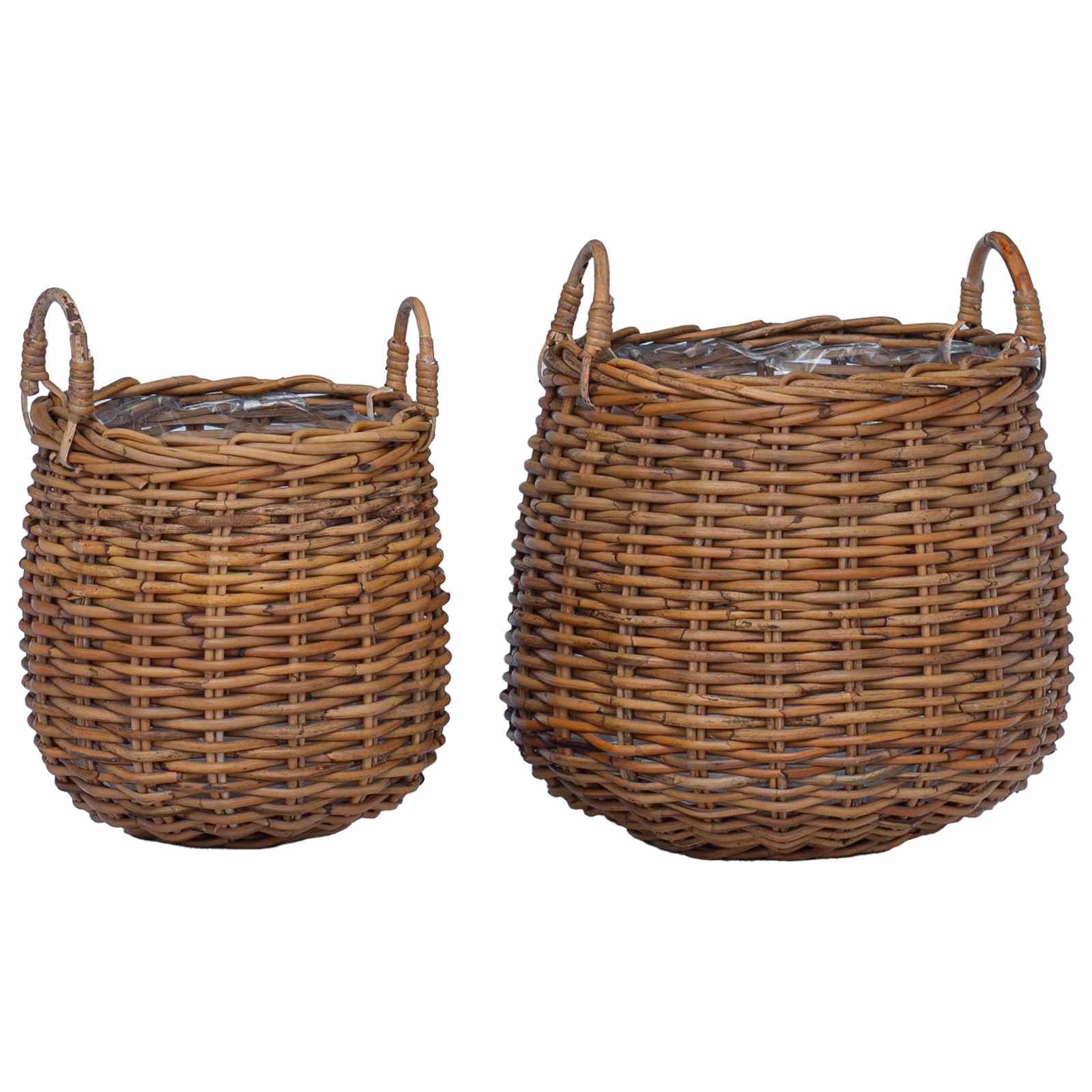 Vazon koš s pohranom 2 pcs Smeđa Lacak Ratan