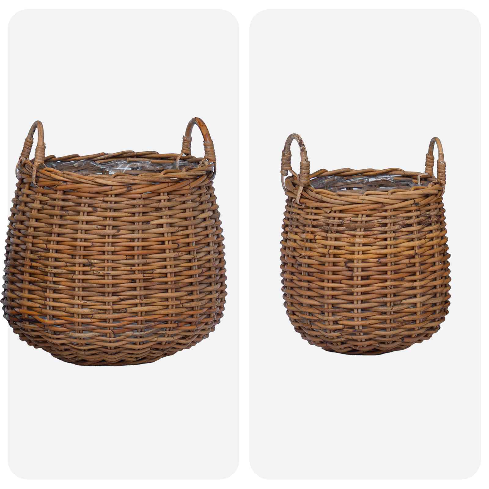 Vazon koš s pohranom 2 pcs Smeđa Lacak Ratan
