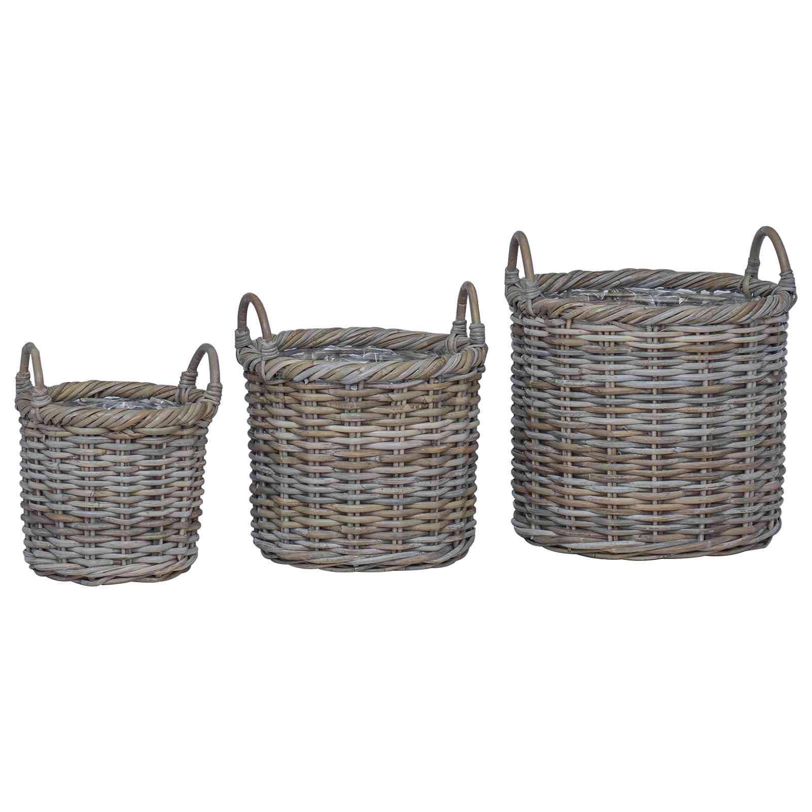 Košara za saksije s pohranom 3 pcs Kubu siva Kubu Ratan