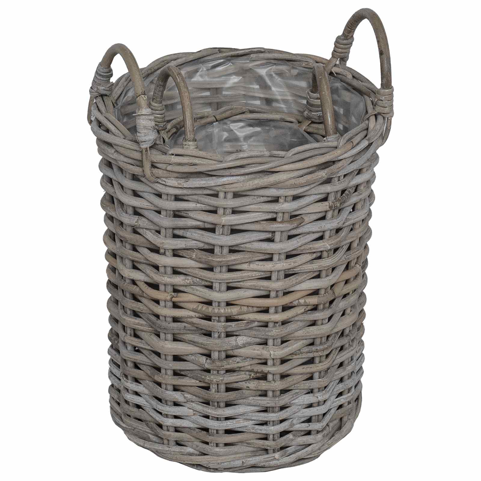 Košara za saksije s pohranom 2 pcs Siva Kubu Ratan