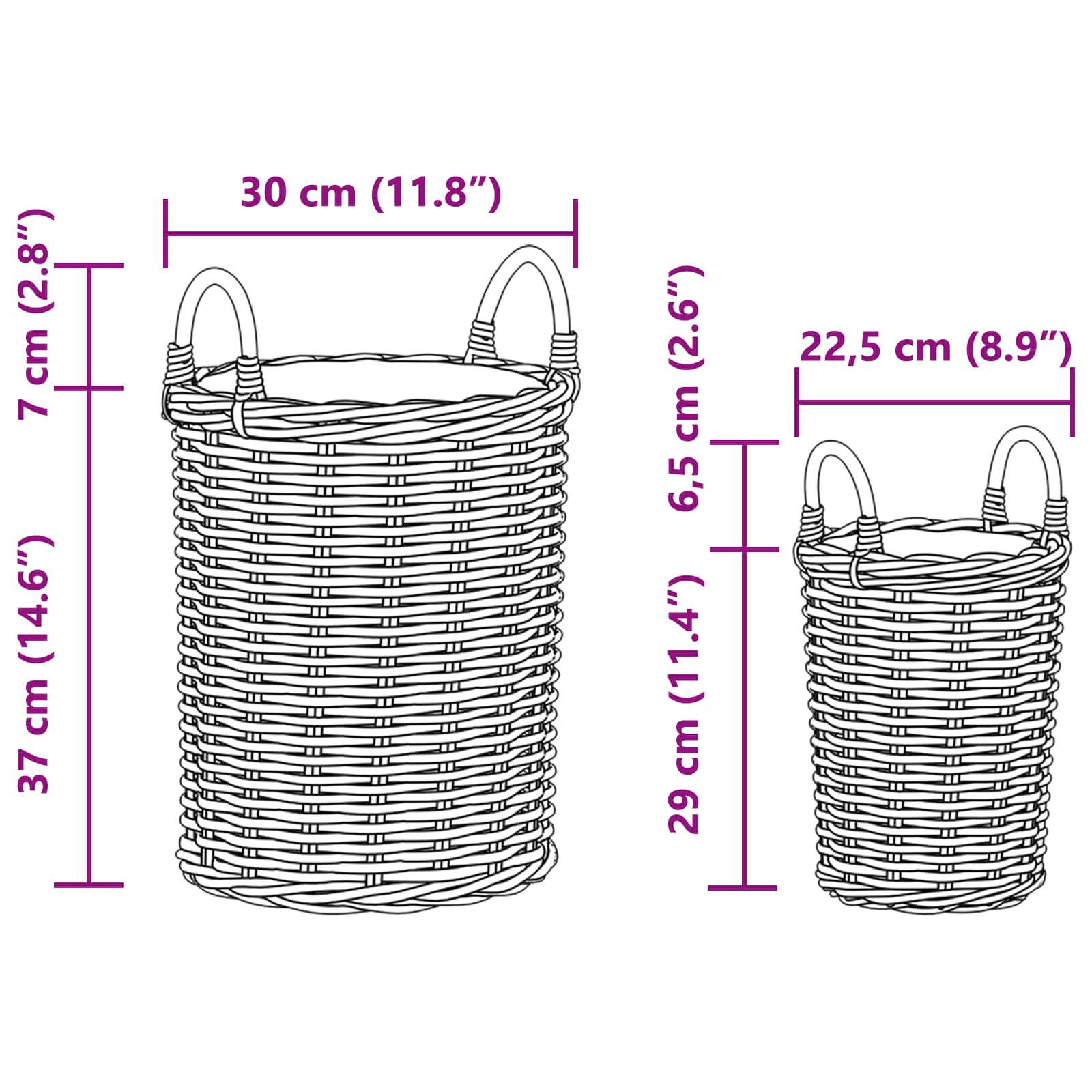 Košara za saksije s pohranom 2 pcs Siva Kubu Ratan