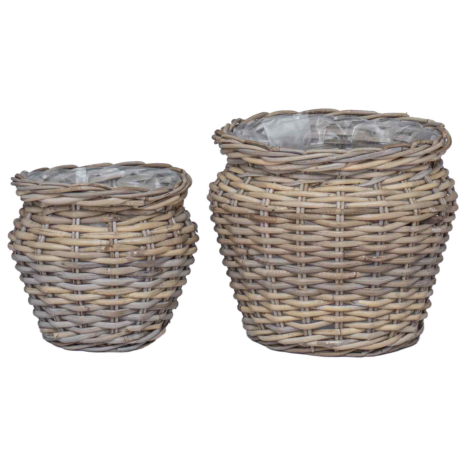 Košarica za saksije s pohranom 2 pcs Siva Lacak ratan
