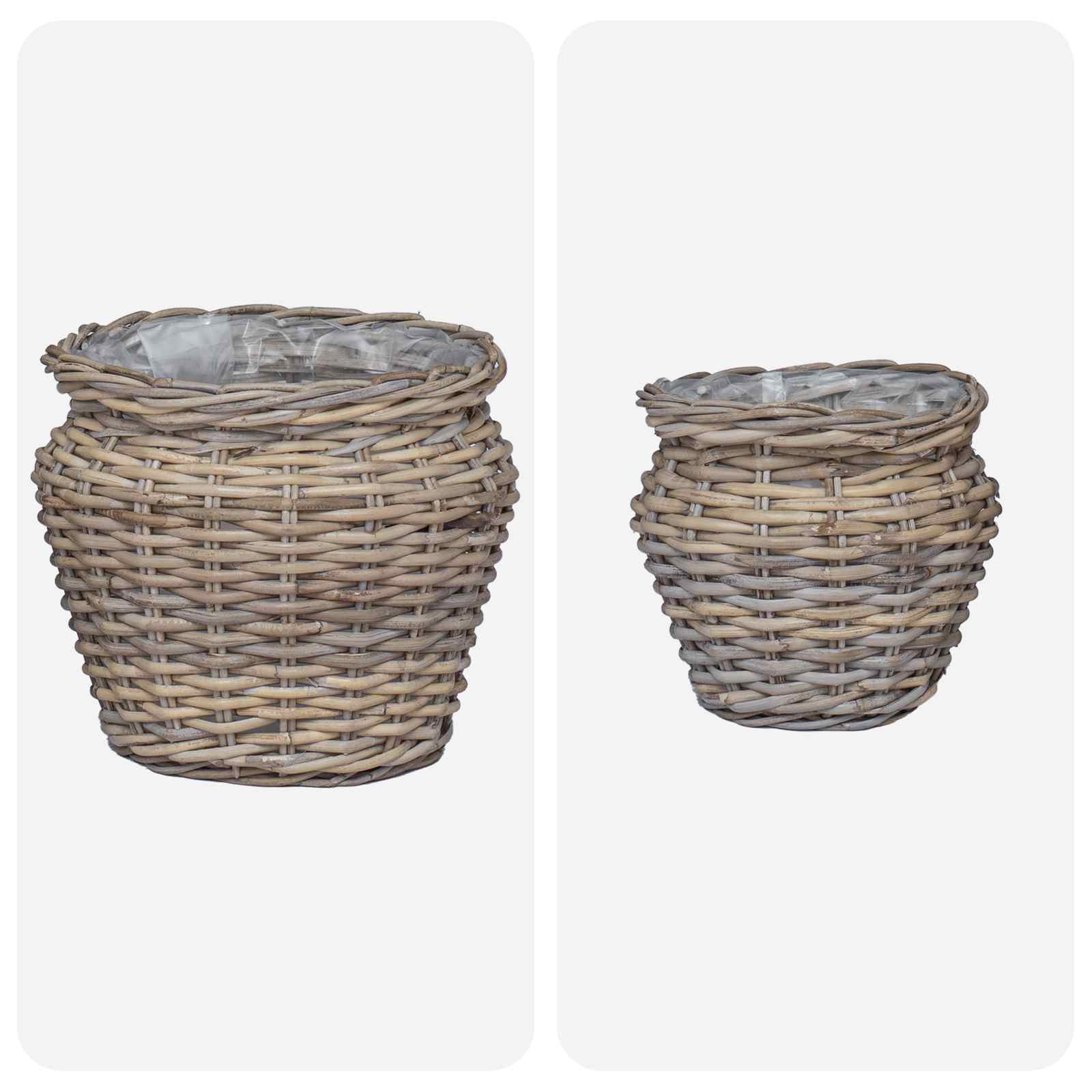Košarica za saksije s pohranom 2 pcs Siva Lacak ratan