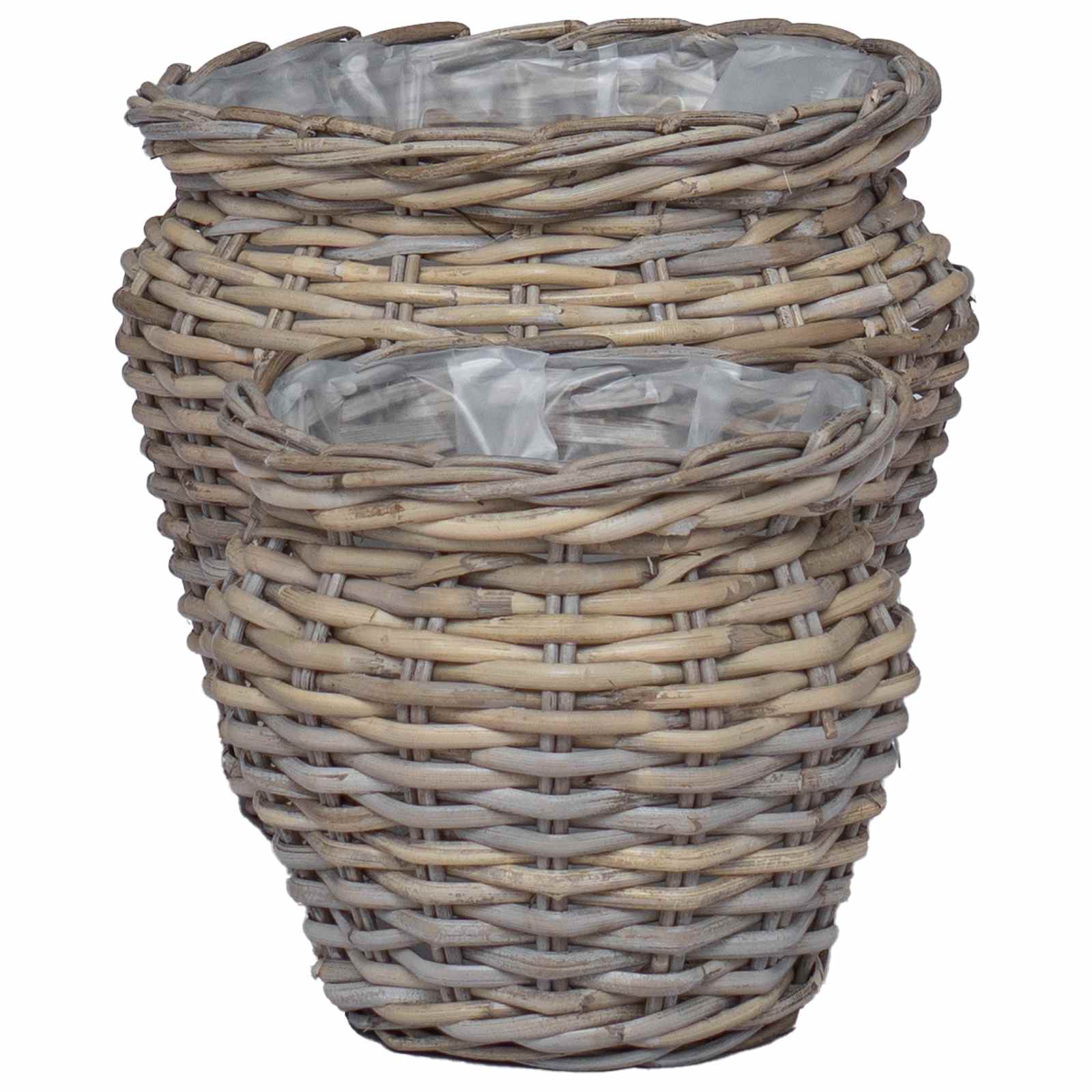 Košarica za saksije s pohranom 2 pcs Siva Lacak ratan