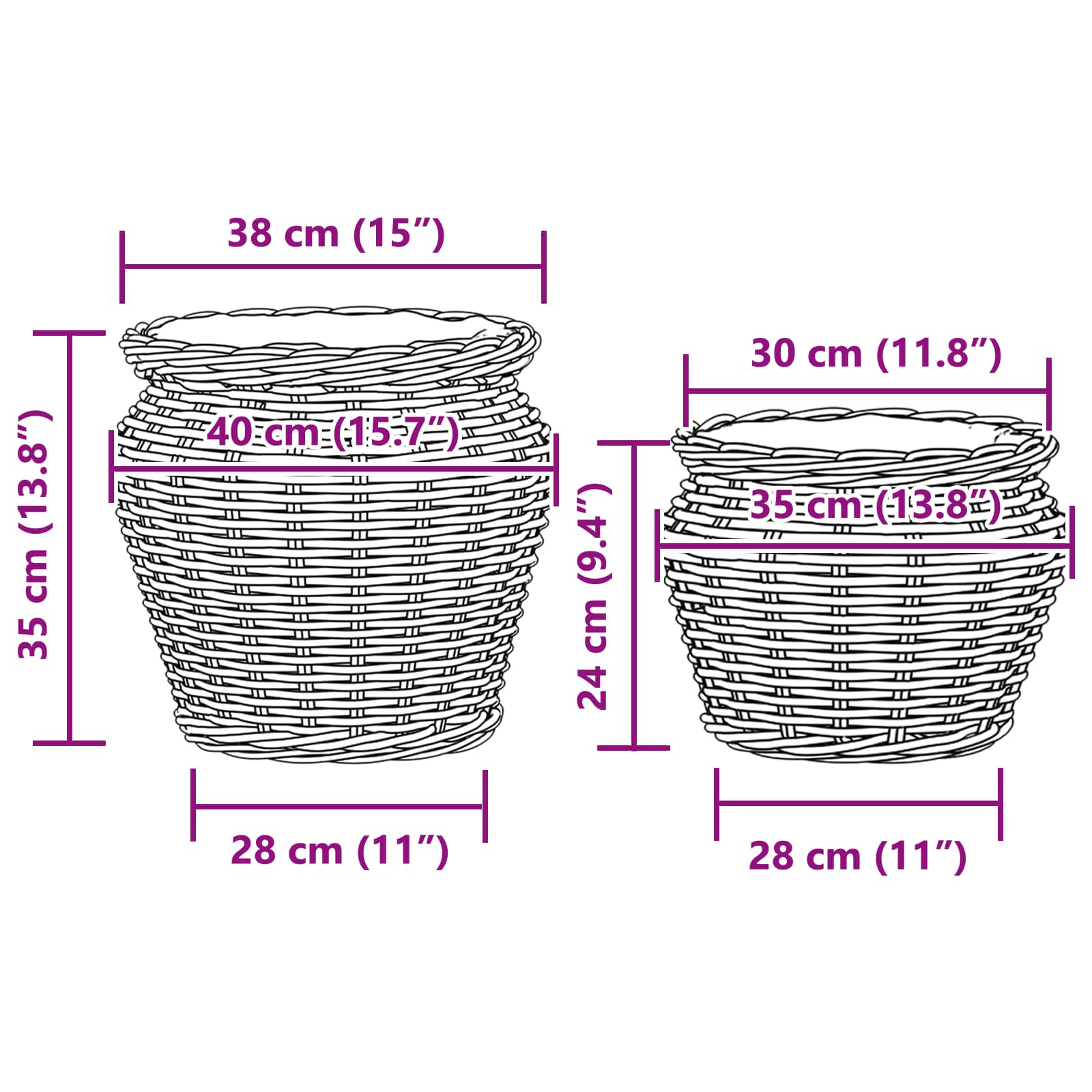 Košarica za saksije s pohranom 2 pcs Siva Lacak ratan