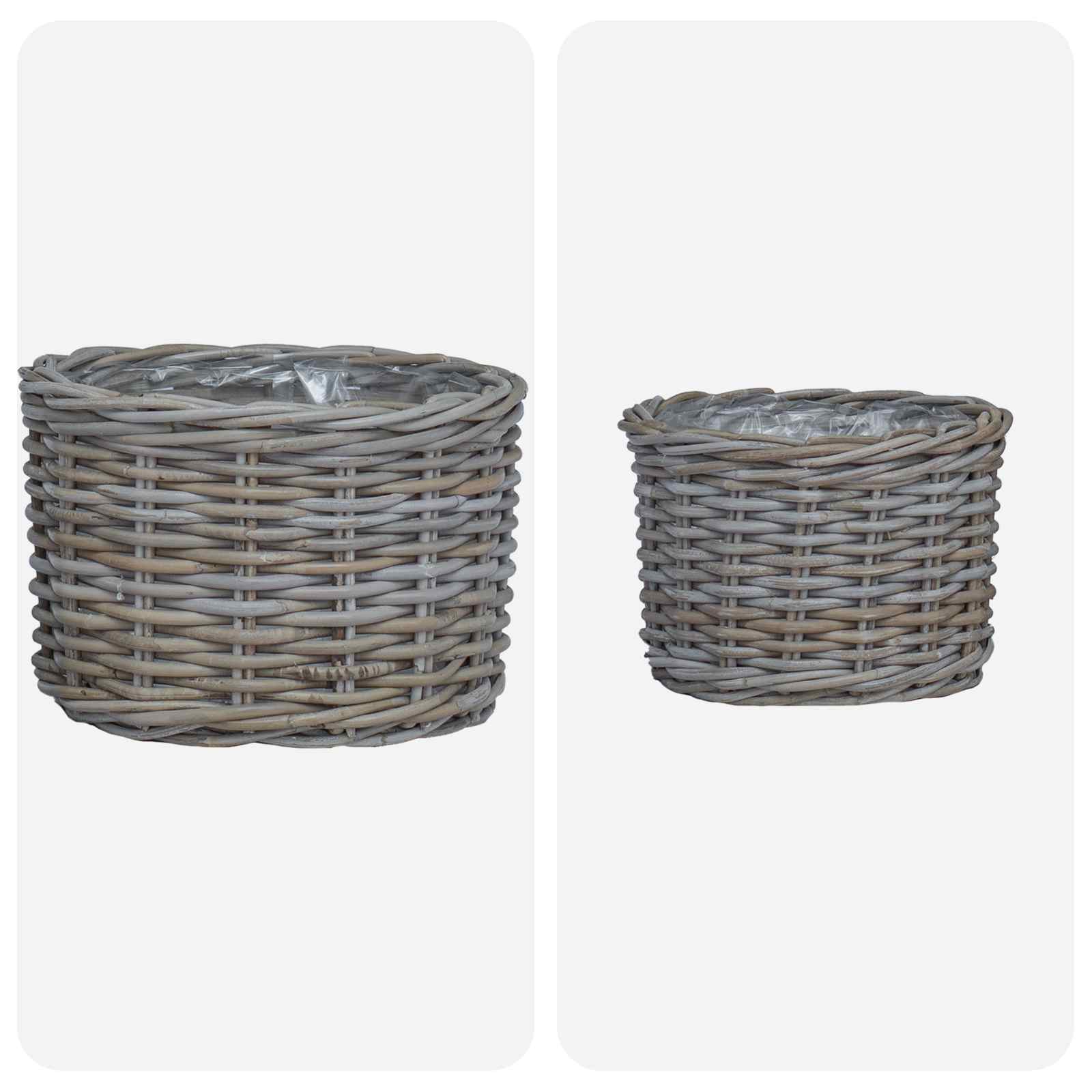 Saksija Košara s pohranom 2 pcs Siva Kubu Ratan
