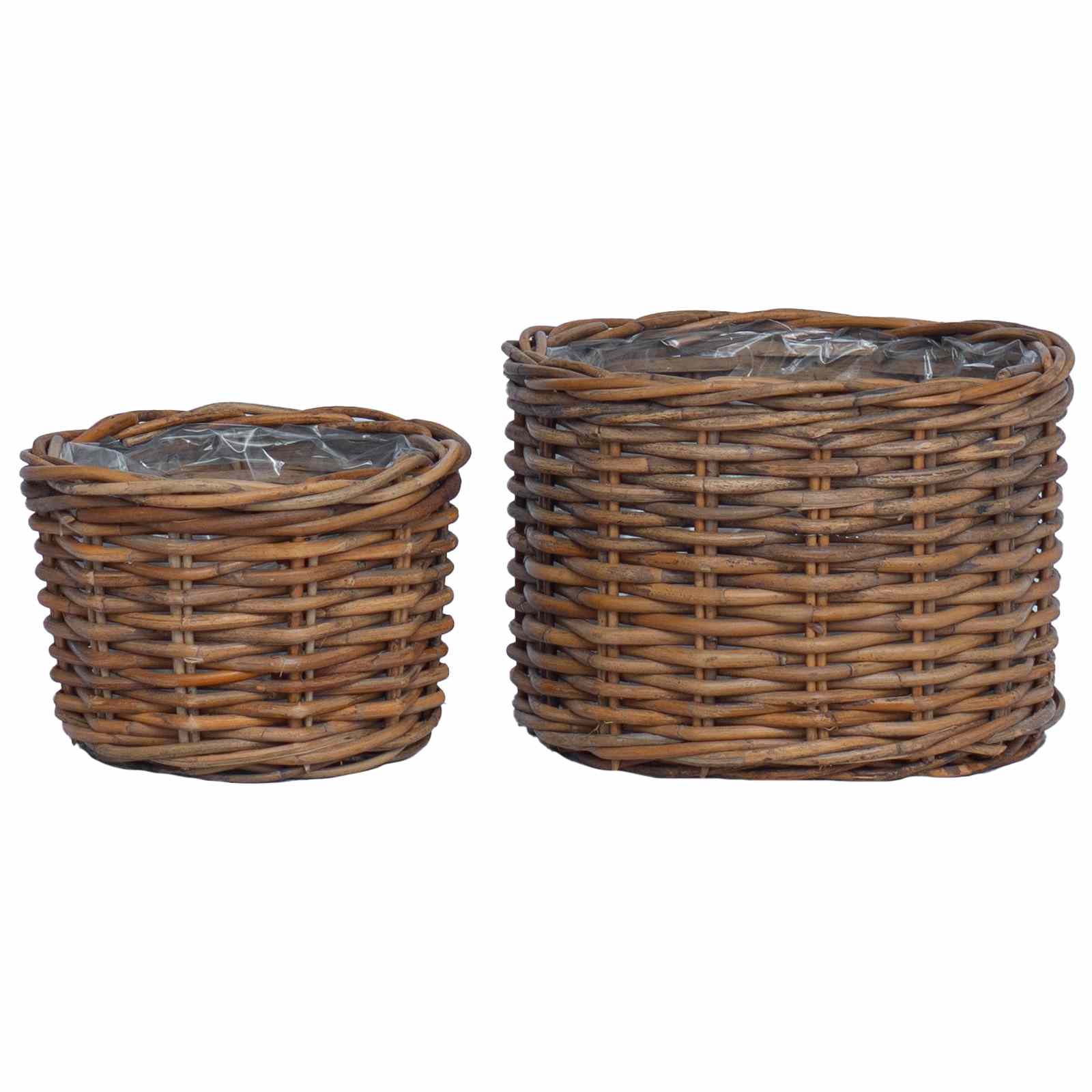 Saksija Košara s pohranom 2 pcs Smeđa Kubu Ratan