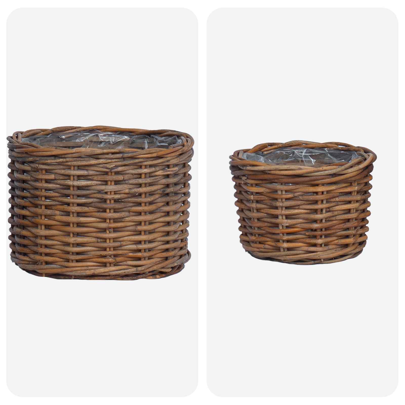 Saksija Košara s pohranom 2 pcs Smeđa Kubu Ratan