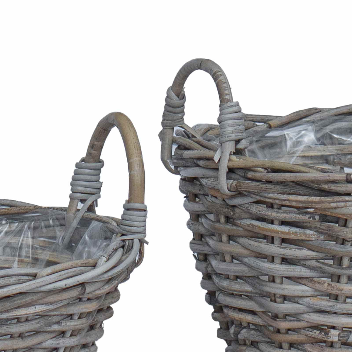 Košarica za saksije s pohranom 2 pcs Siva Lacak ratan