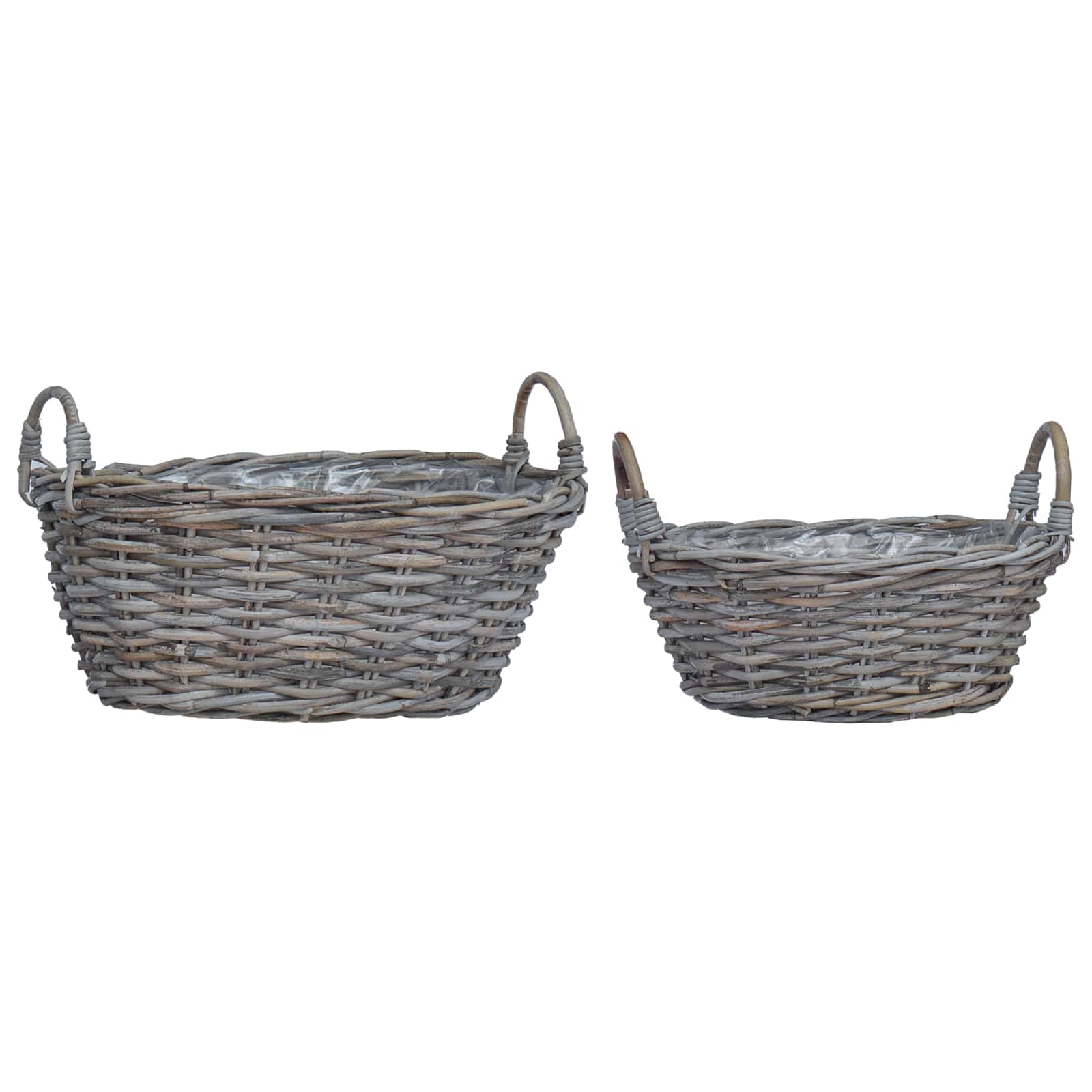 Košarica za saksije s pohranom 2 pcs Siva Lacak ratan