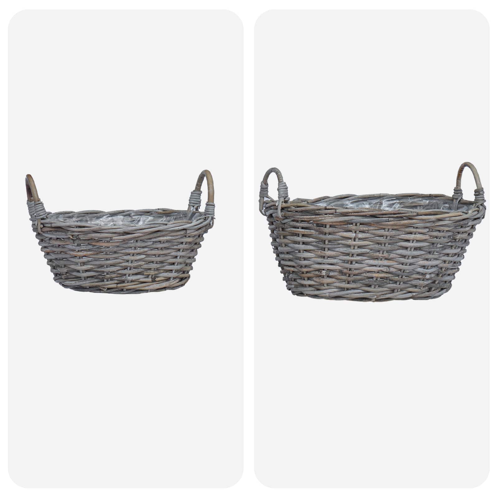 Košarica za saksije s pohranom 2 pcs Siva Lacak ratan
