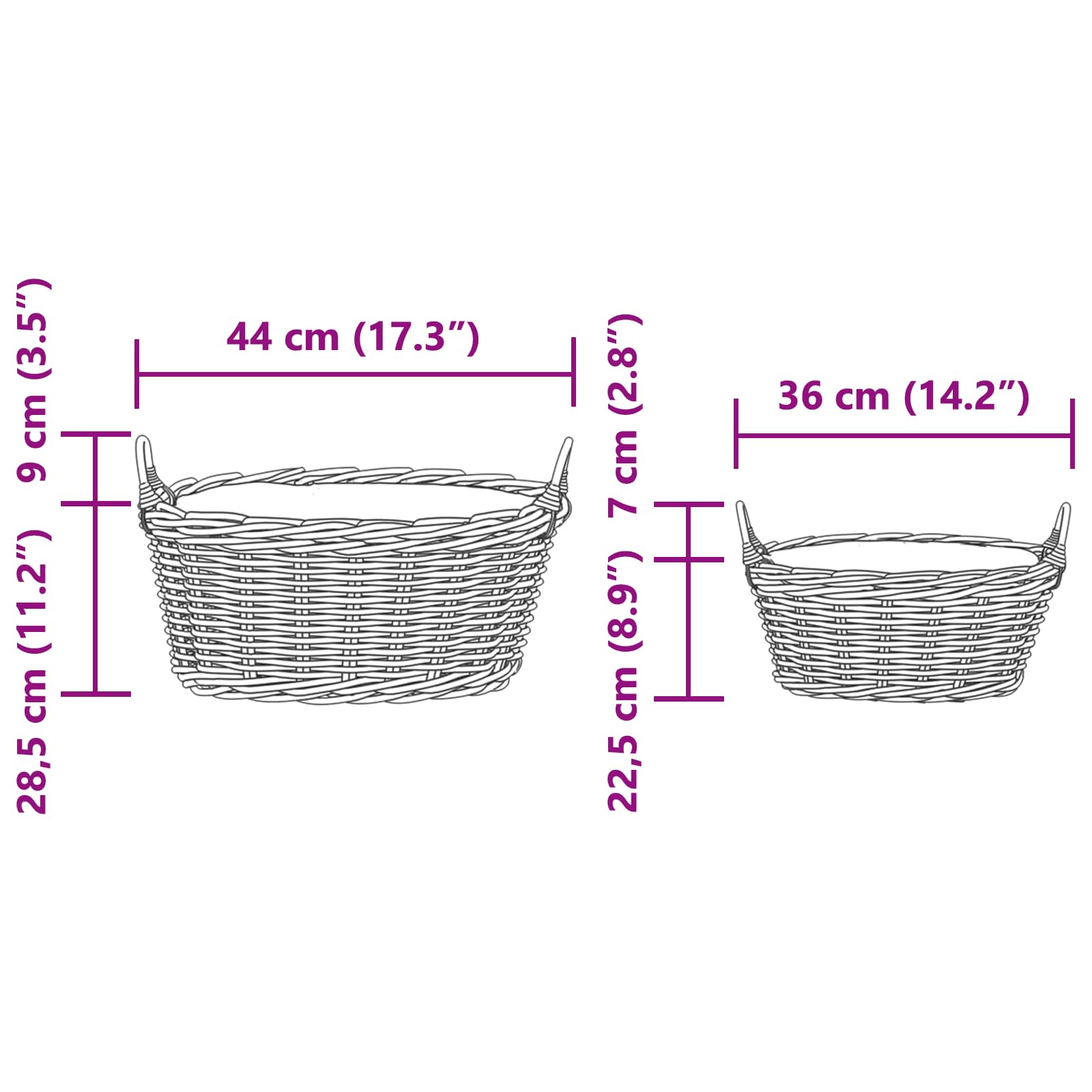 Košarica za saksije s pohranom 2 pcs Smeđa Lacak ratan