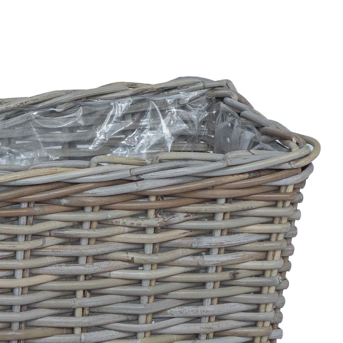 Saksija košarica s pohranom 3 pcs Siva Kubu Ratan