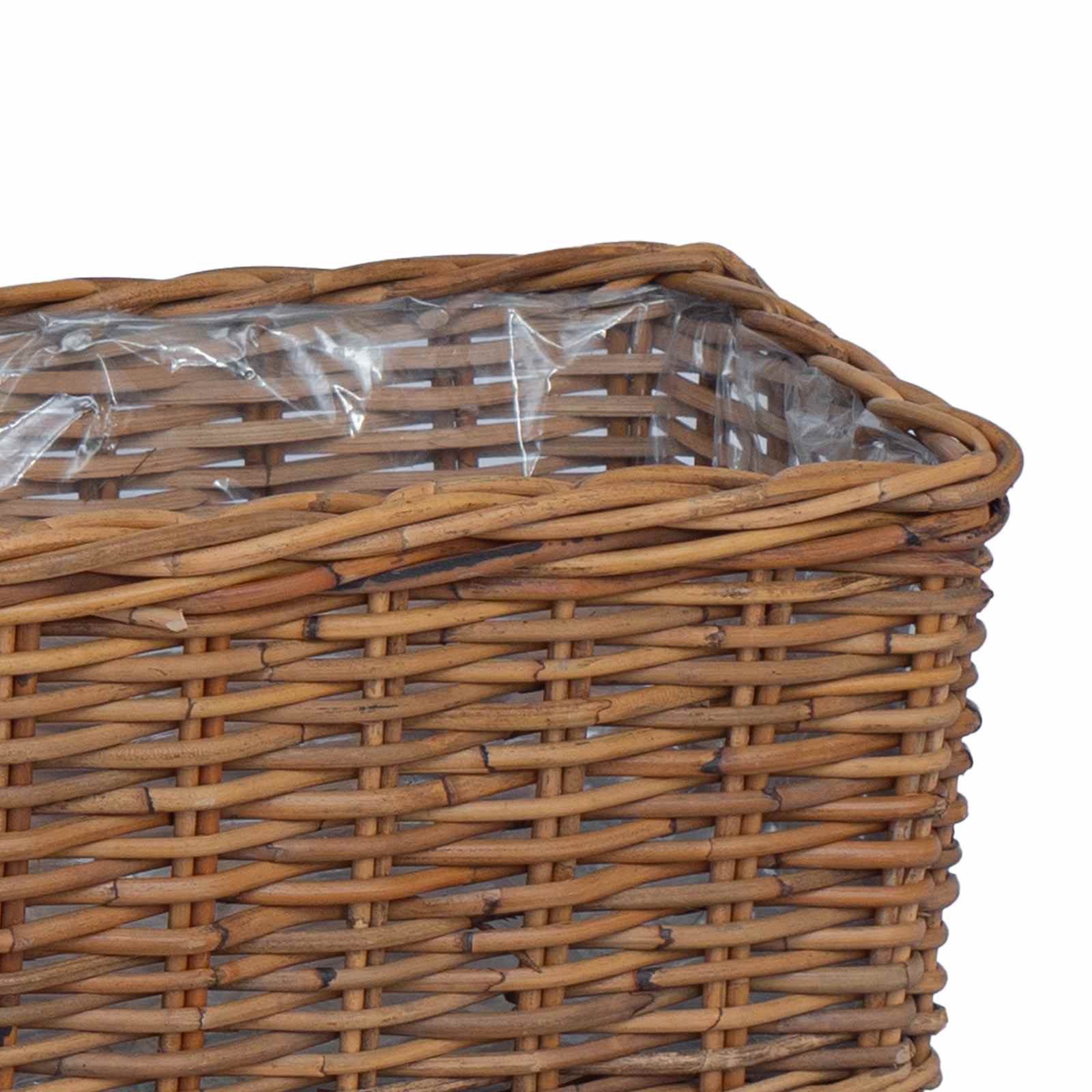Saksija košarica s pohranom 3 pcs Smeđa Kubu Ratan
