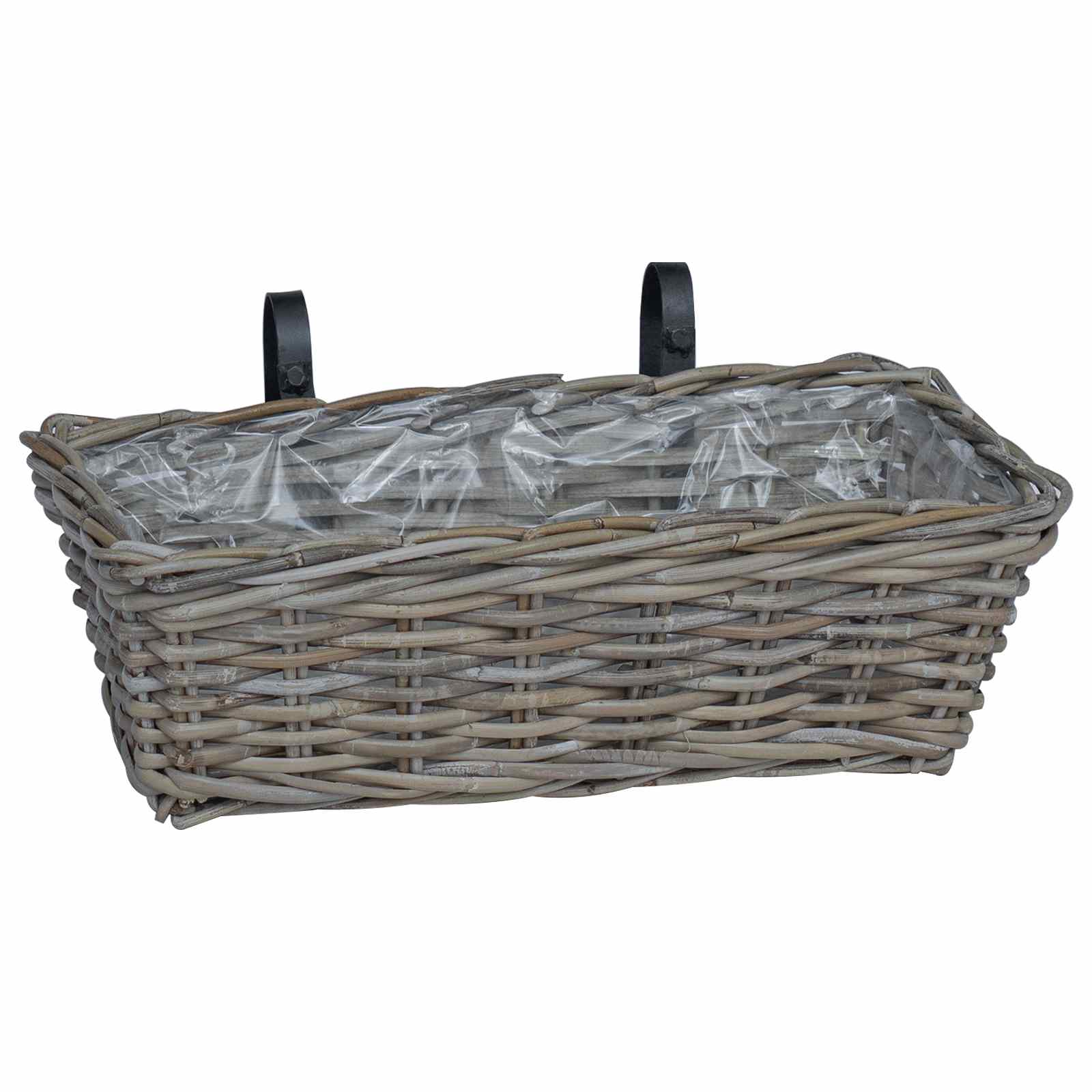 Viseća Košara za Saksije 2 pcs Siva 48 x 22 x 15 cm Lacak Ratan