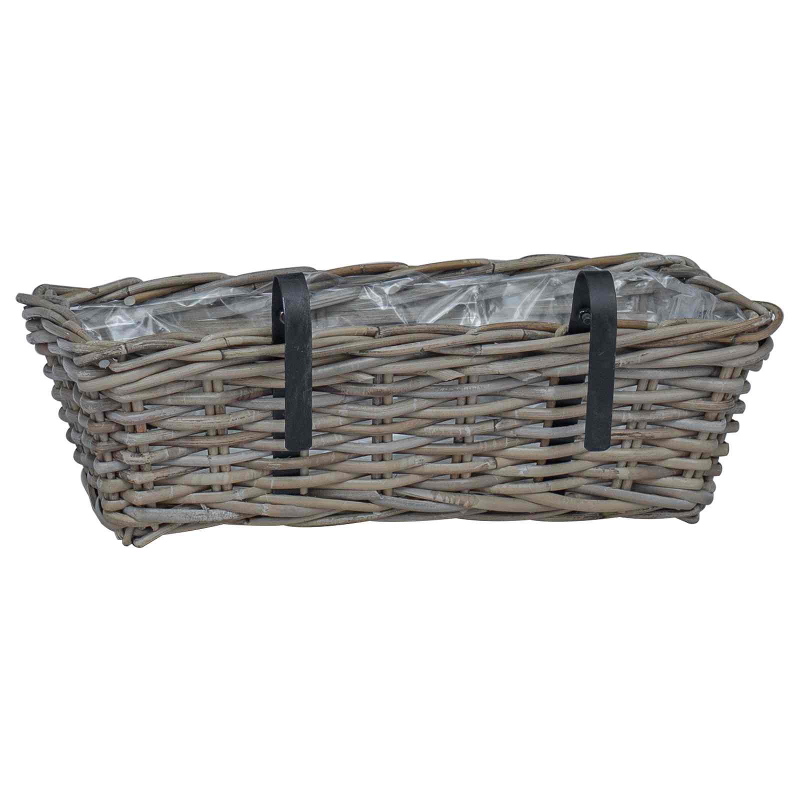 Viseća Košara za Saksije 2 pcs Siva 48 x 22 x 15 cm Lacak Ratan