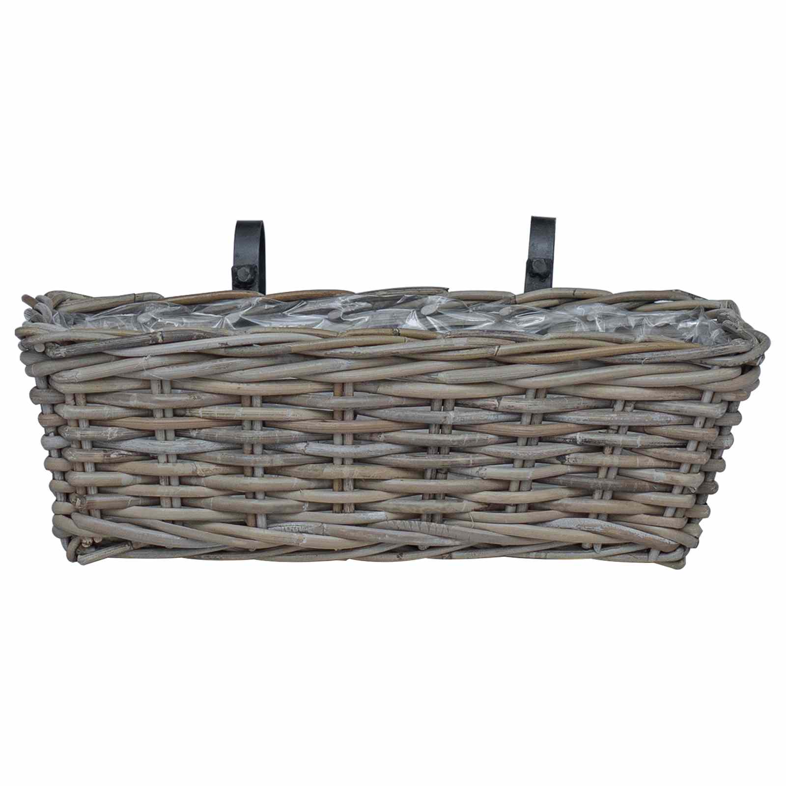 Viseća Košara za Saksije 2 pcs Siva 48 x 22 x 15 cm Lacak Ratan