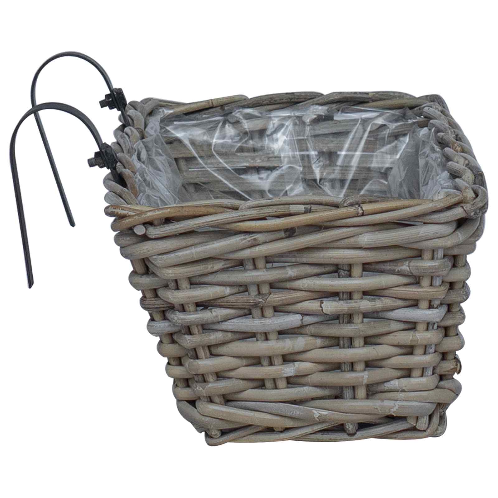 Viseća Košara za Saksije 2 pcs Siva 48 x 22 x 15 cm Lacak Ratan