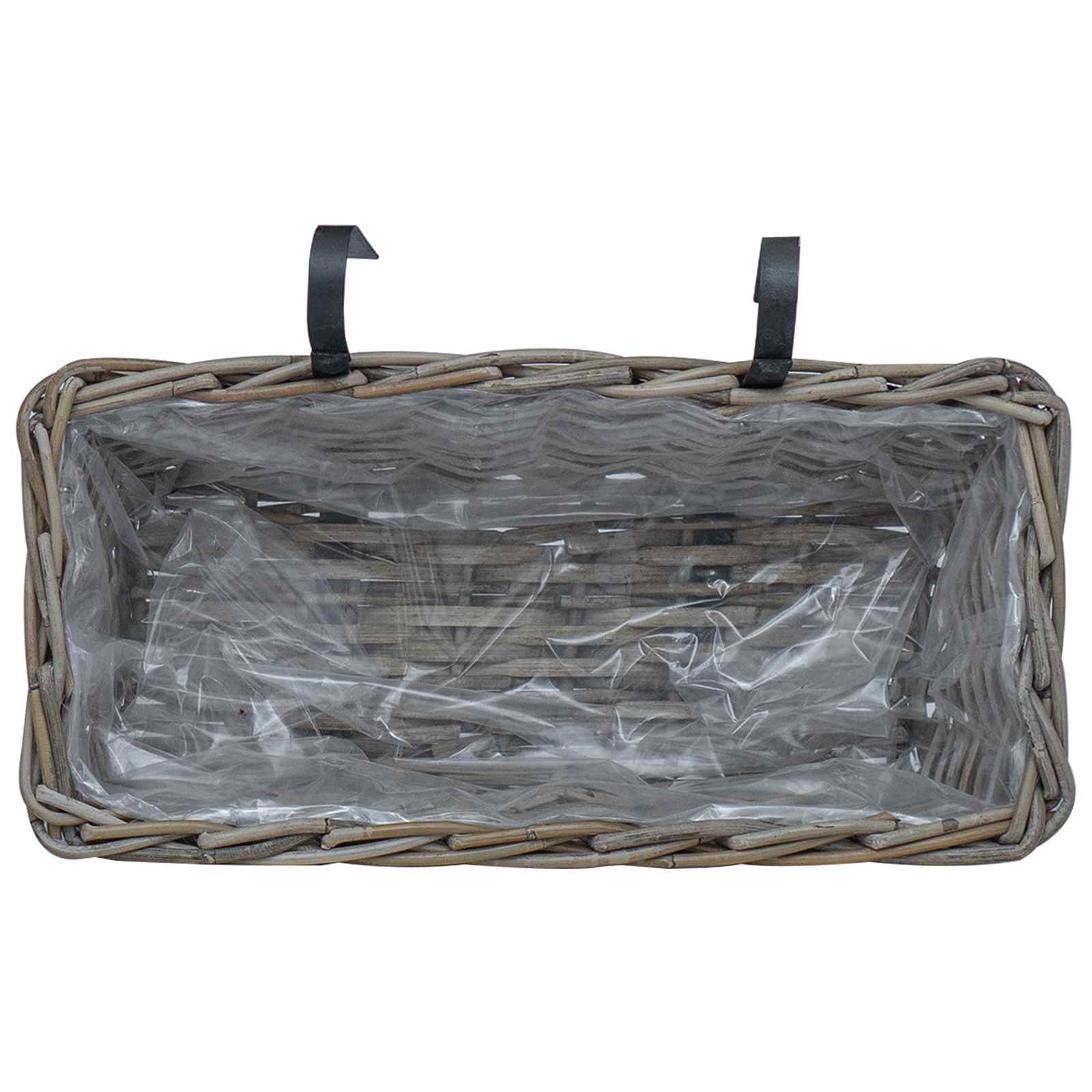 Viseća Košara za Saksije 2 pcs Siva 48 x 22 x 15 cm Lacak Ratan