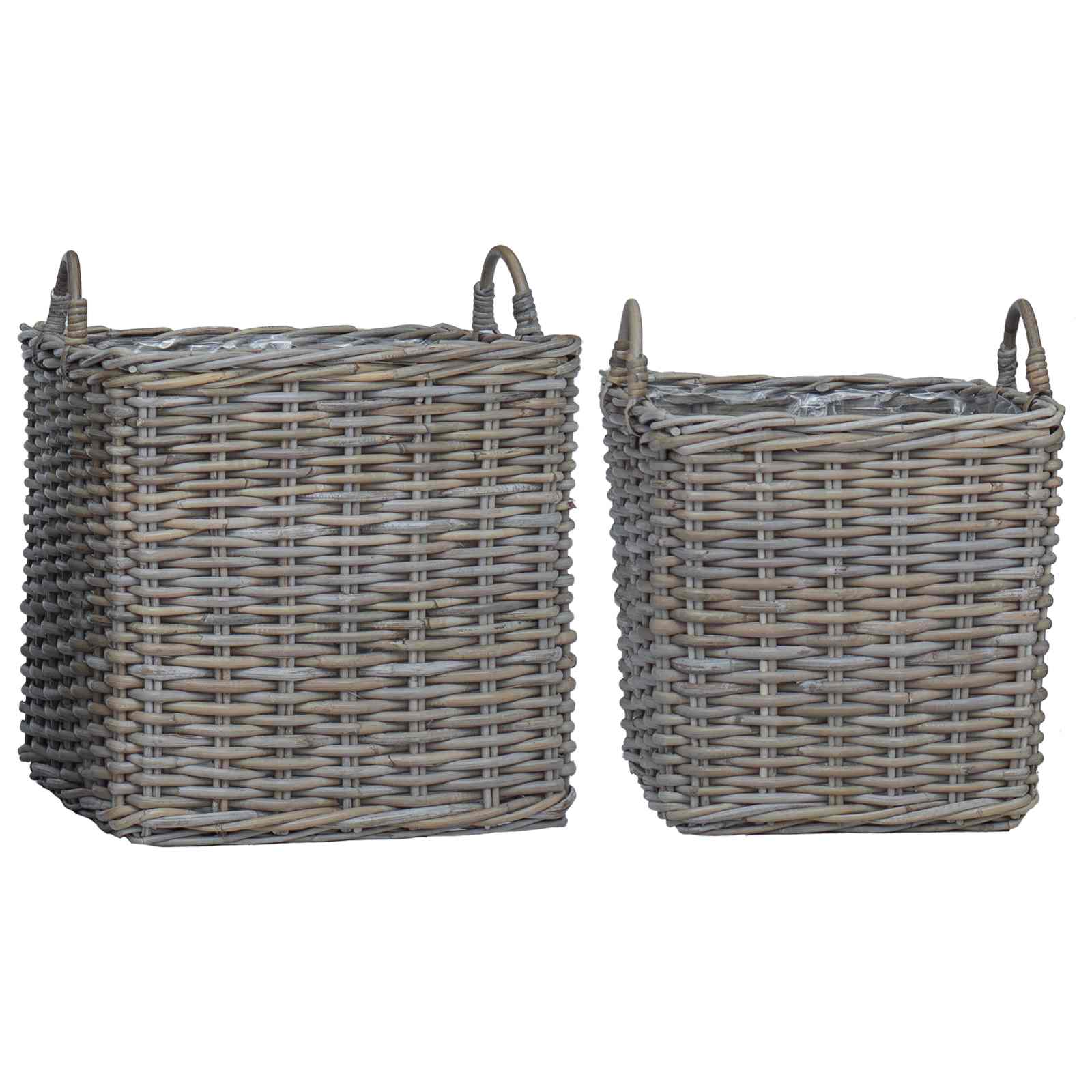 Košarica za saksije s pohranom 2 pcs Siva Lacak Ratan